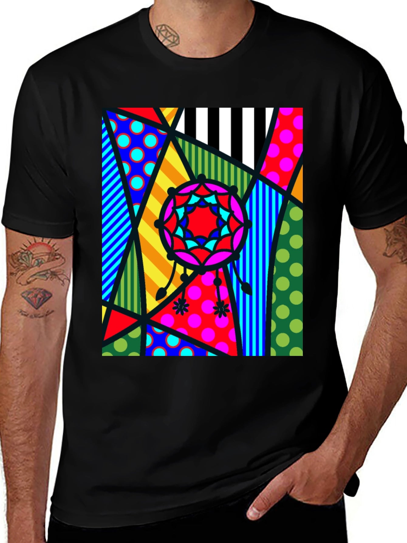 Abstract Geometric Patterned Mens T-Shirt