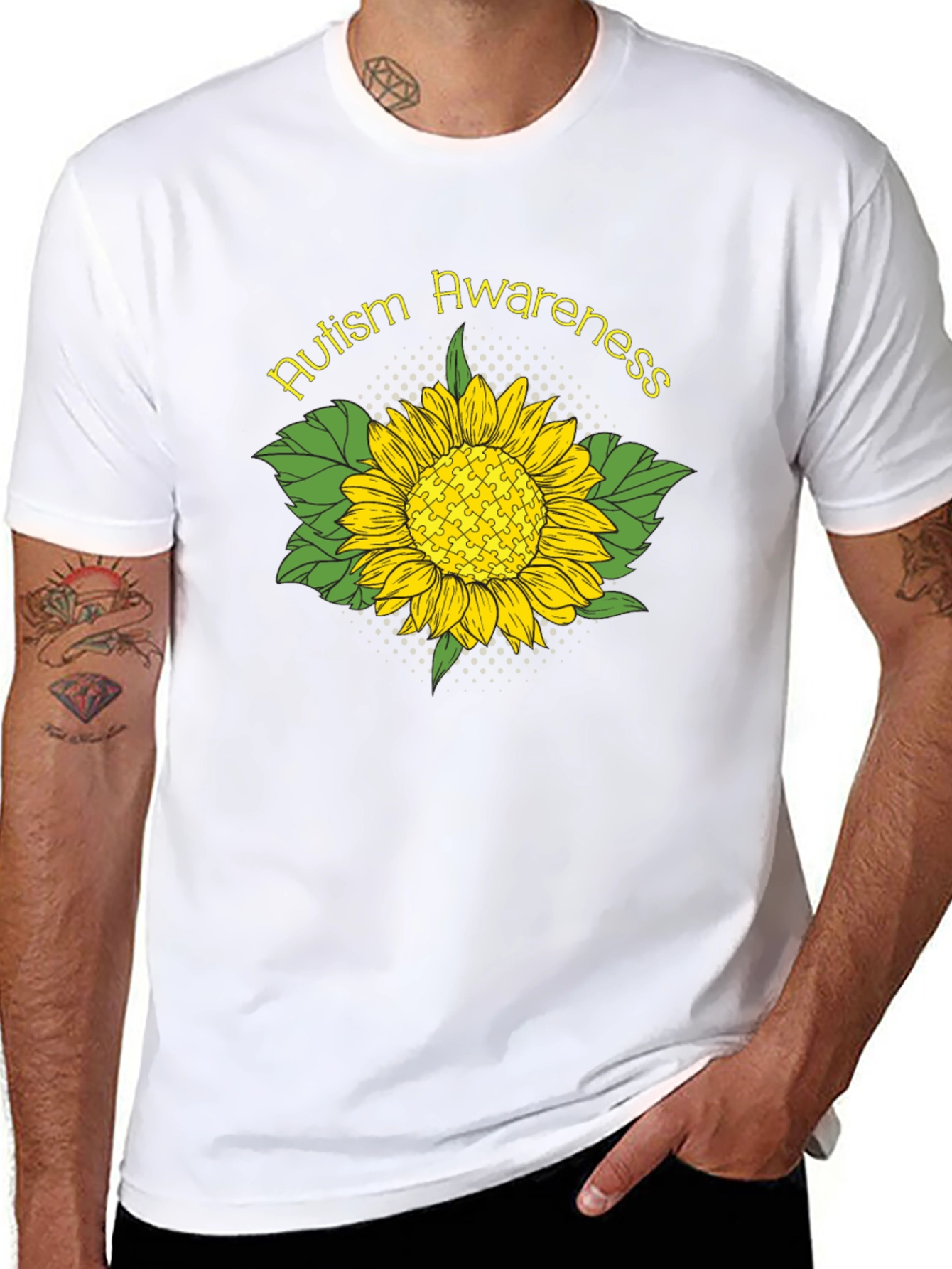 Autism Awareness Sunflower Graphic T-Shirt