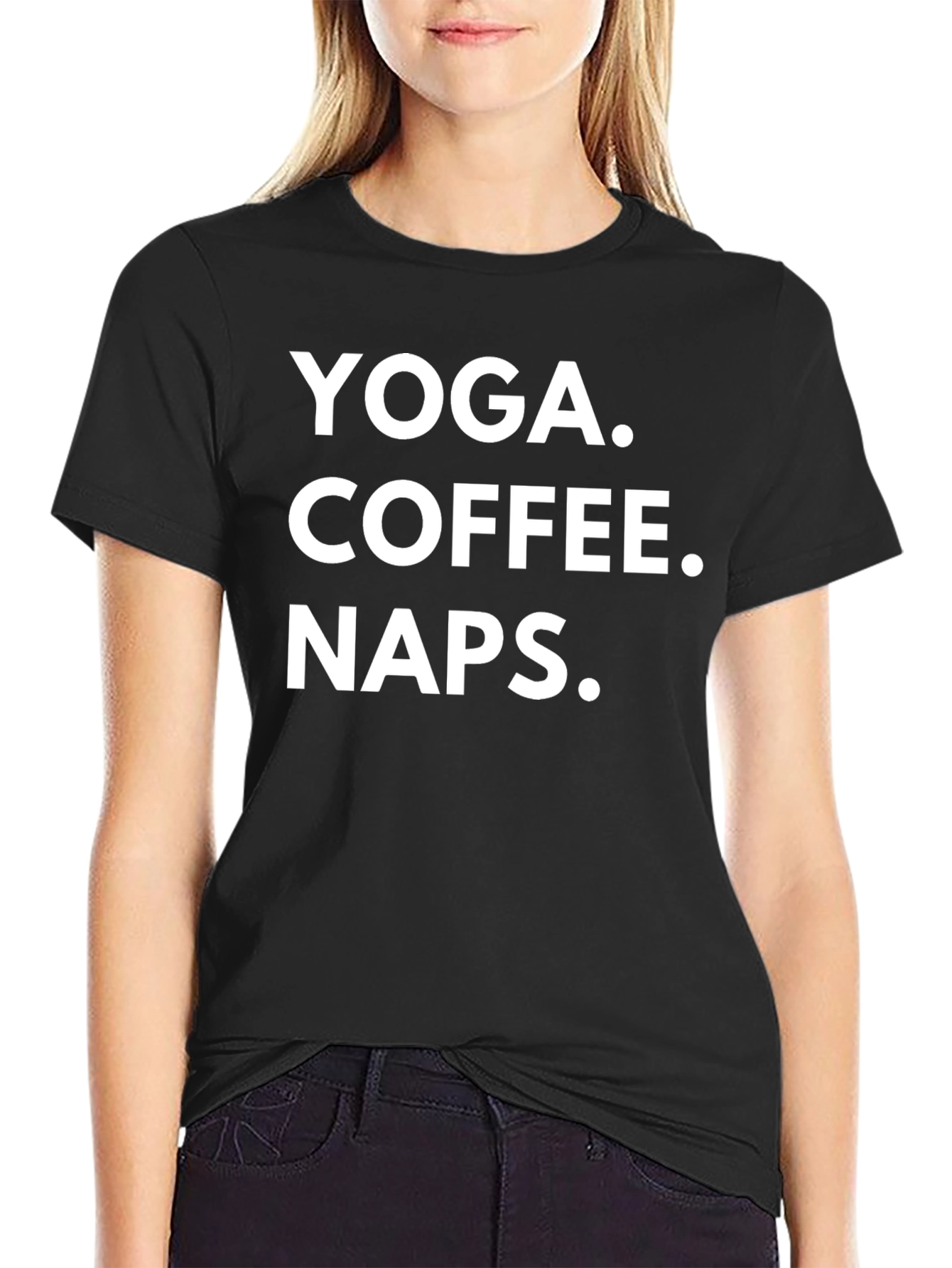 Yoga Coffee Naps Black Graphic T-Shirt