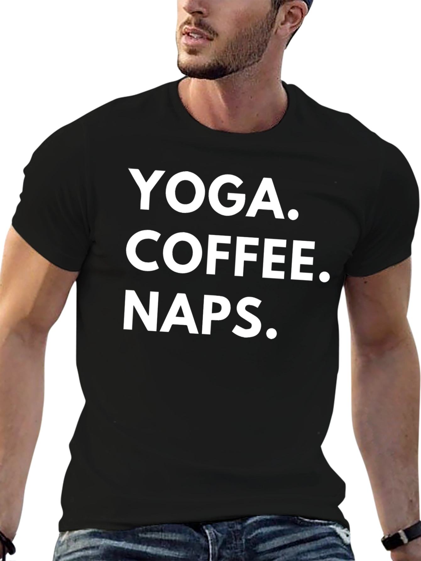 Yoga Coffee Naps Black Graphic T-Shirt