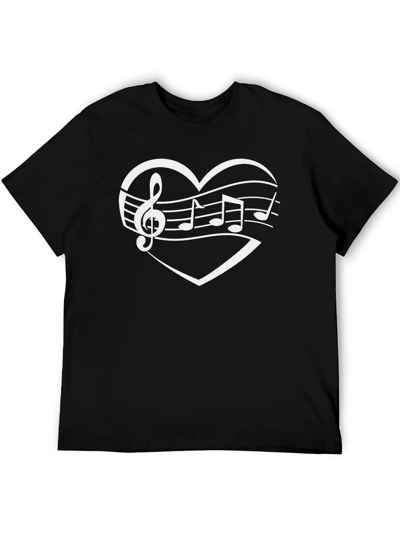Music Lovers Heart Graphic T-Shirt - Black