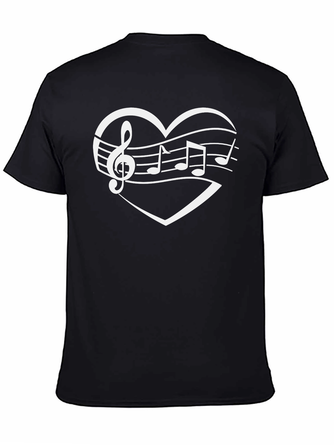 Music Lovers Heart Graphic T-Shirt - Black