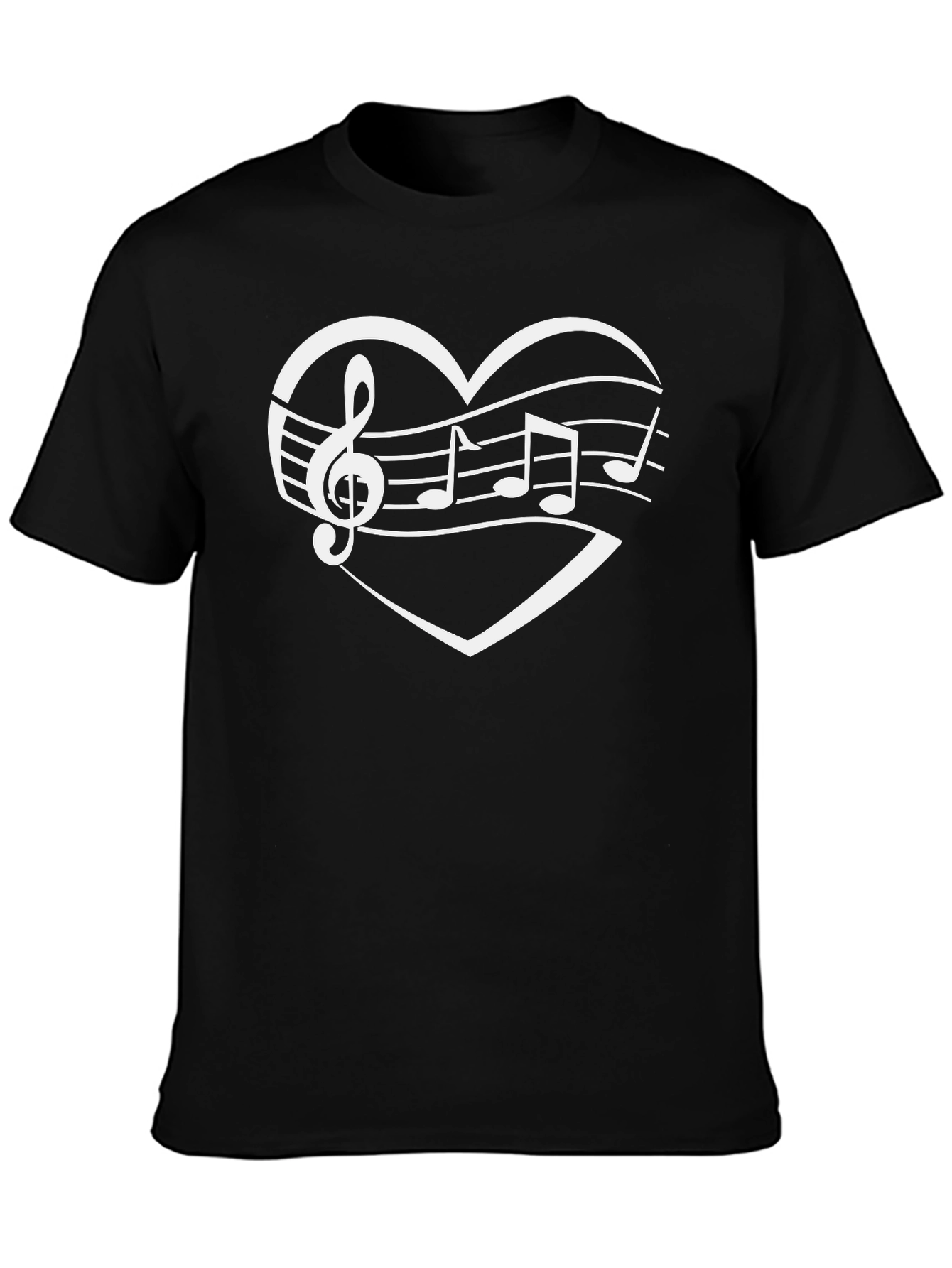 Music Lovers Heart Graphic T-Shirt - Black