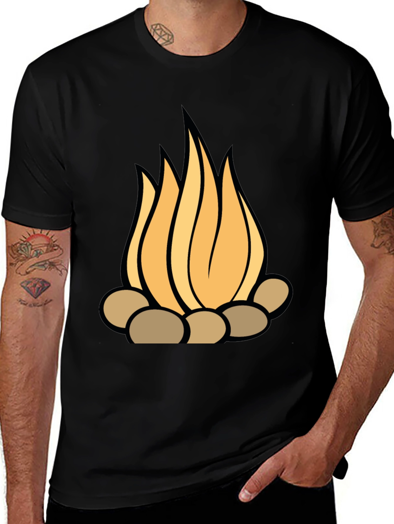 Campfire Graphic Tee - Stylish Black T-Shirt