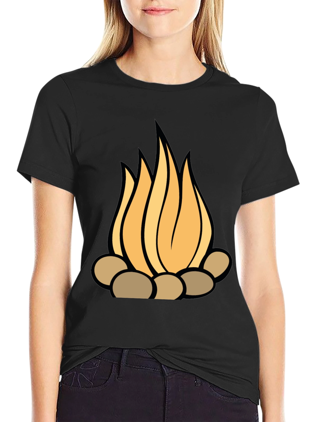 Campfire Graphic Tee - Stylish Black T-Shirt