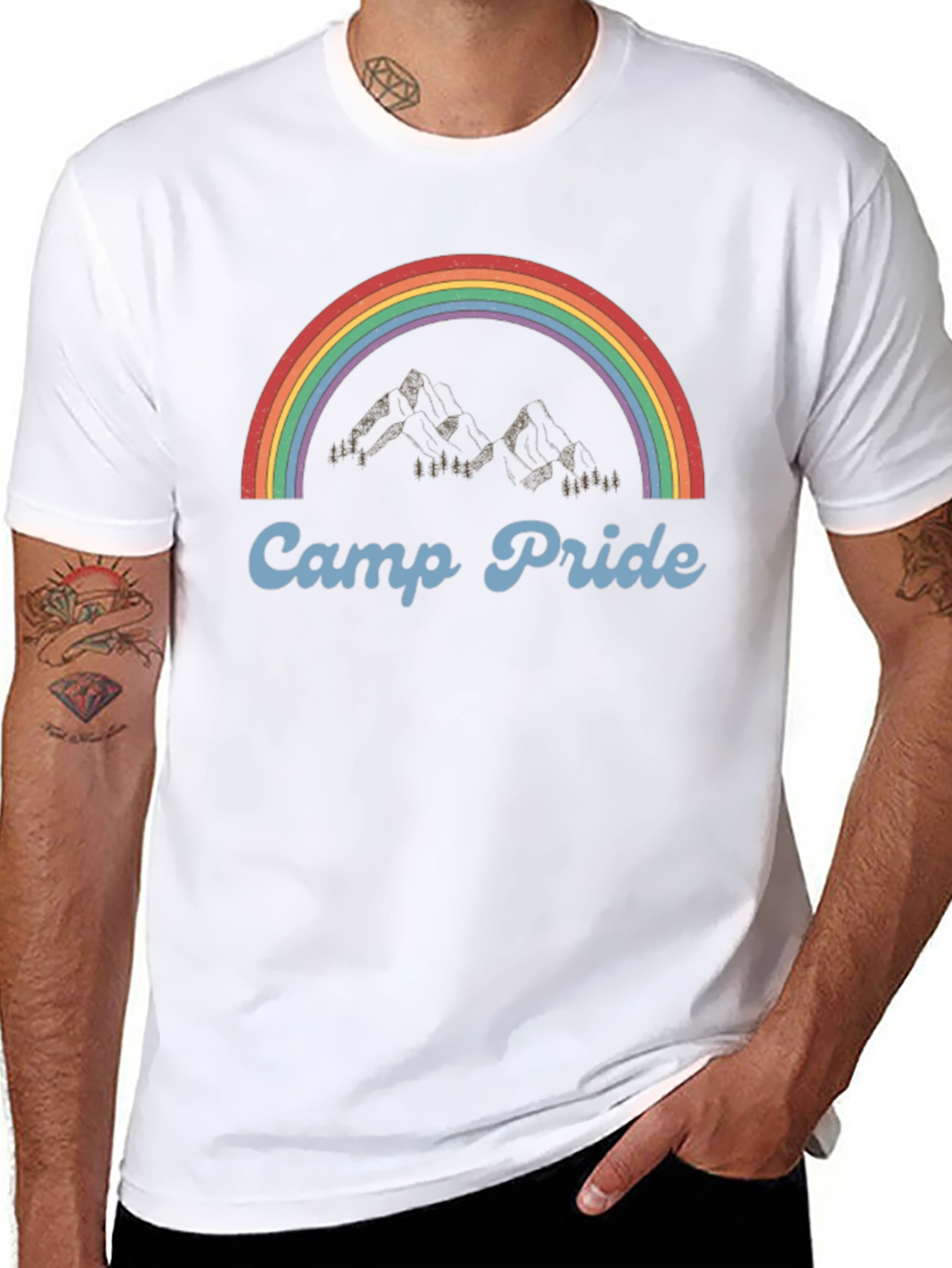 Camp Pride T-Shirt - Rainbow Mountain Design