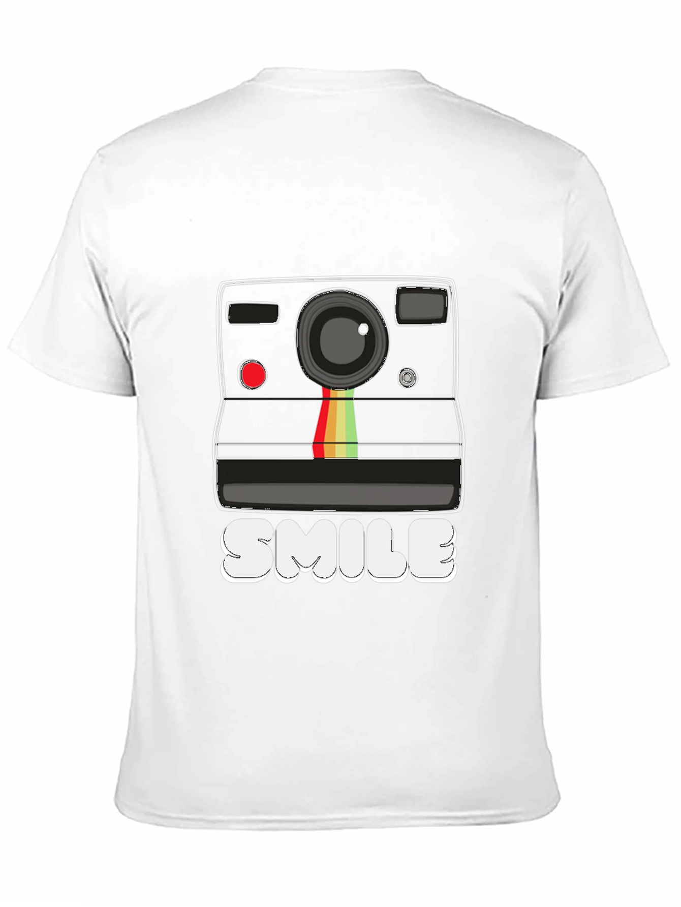 Retro Camera Smile Graphic Black T-Shirt