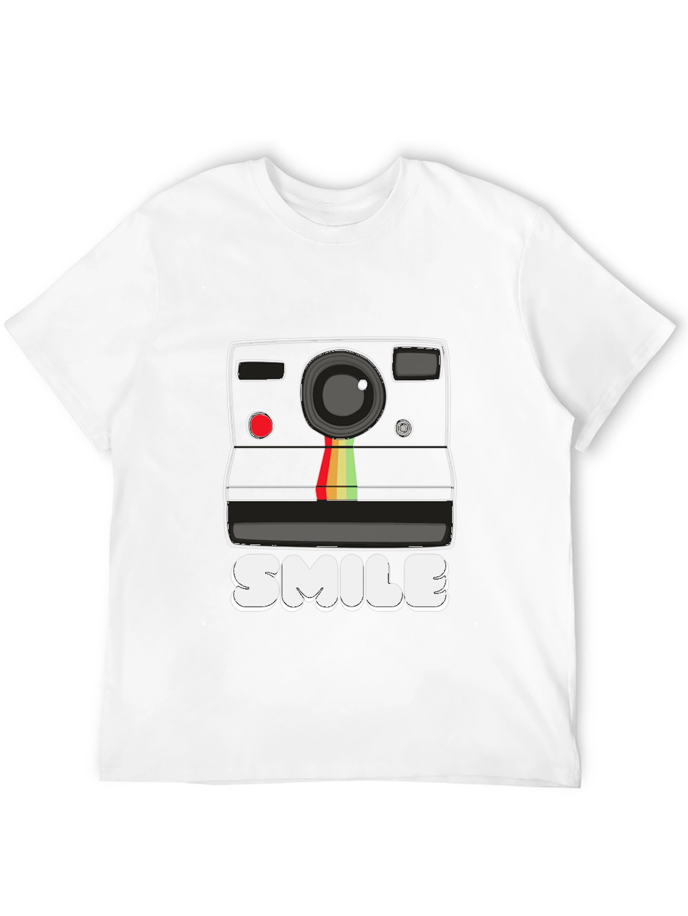 Retro Camera Smile Graphic Black T-Shirt