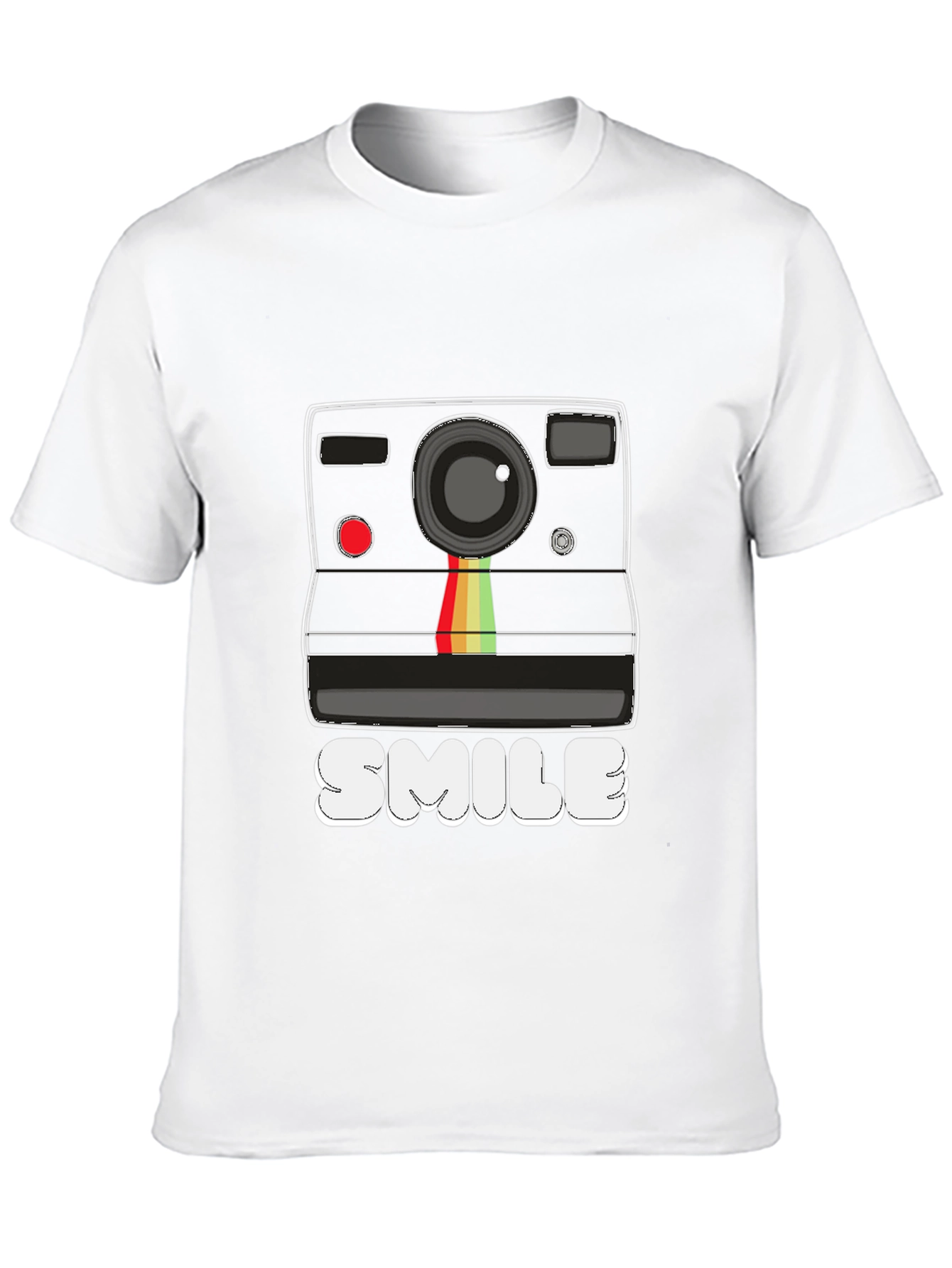Retro Camera Smile Graphic Black T-Shirt