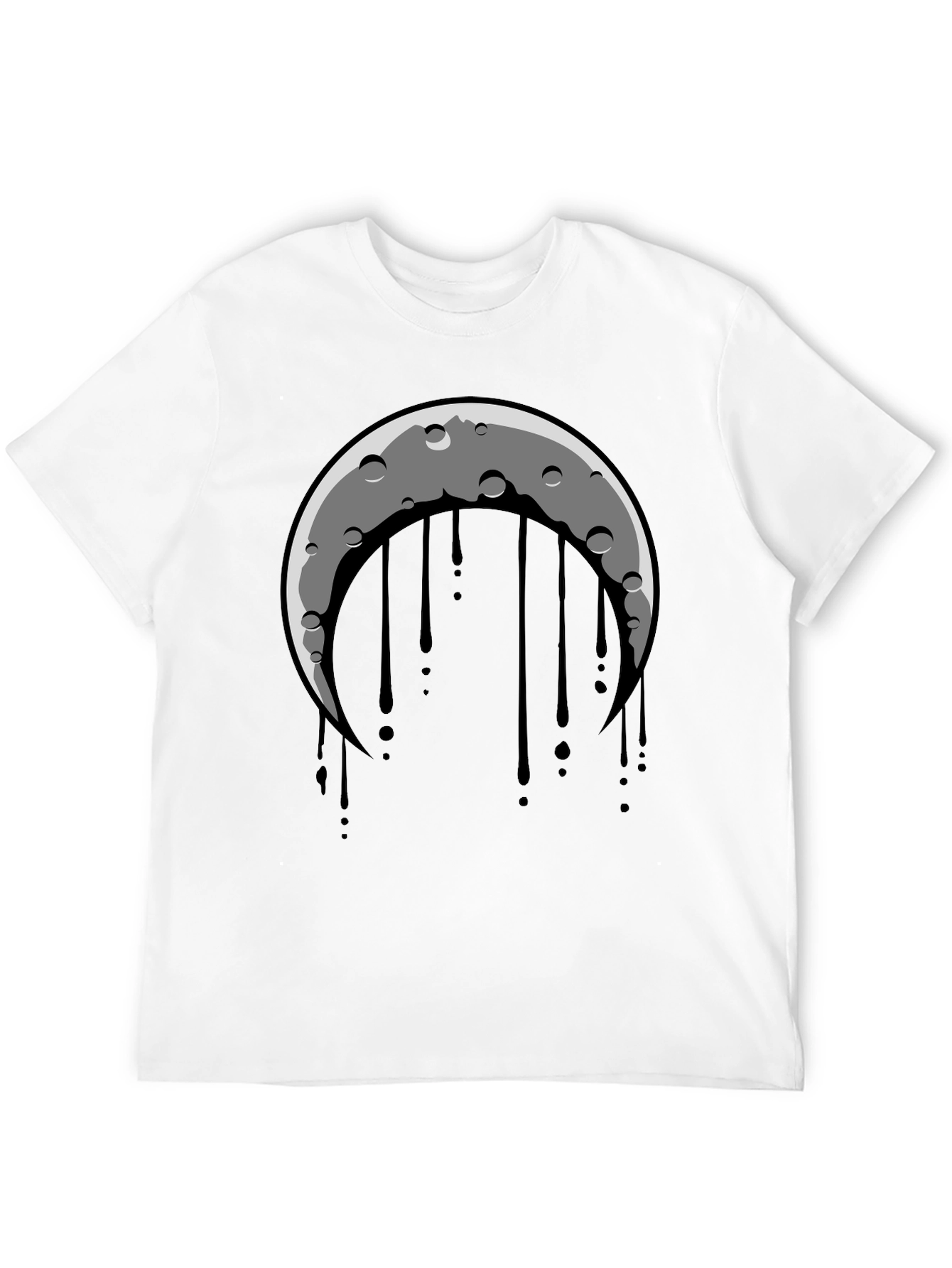 Crescent Moon Dripping Graphic Tee - Black