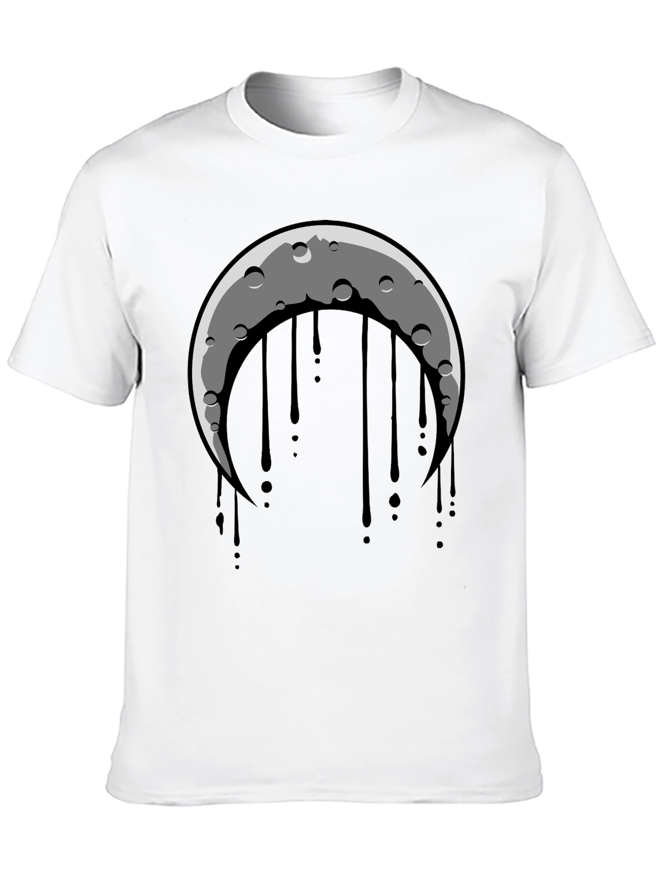 Crescent Moon Dripping Graphic Tee - Black