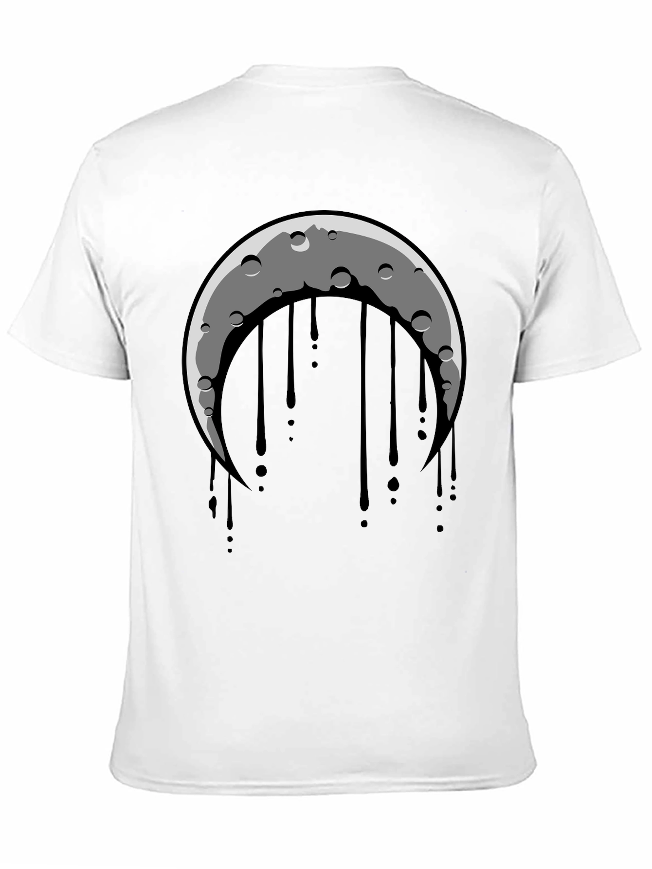 Crescent Moon Dripping Graphic Tee - Black