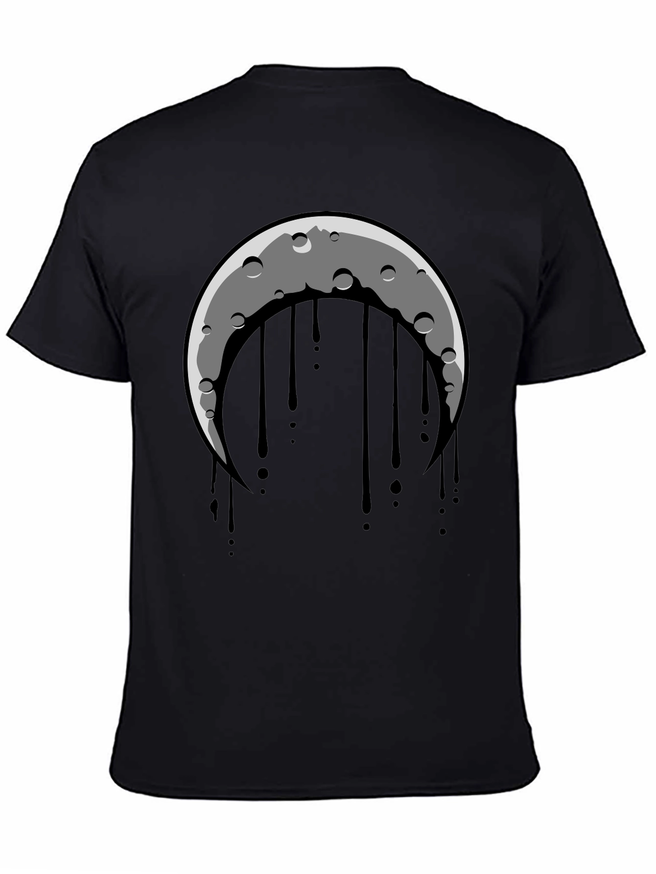 Crescent Moon Dripping Graphic Tee - Black
