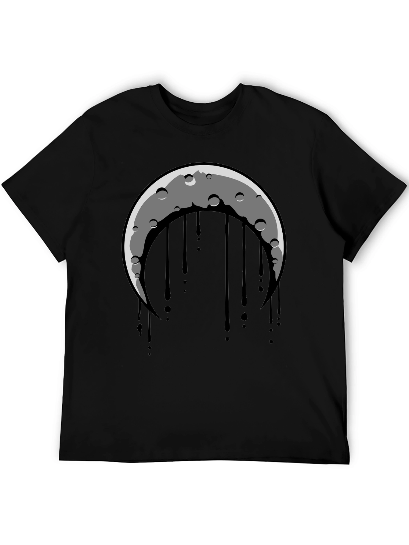 Crescent Moon Dripping Graphic Tee - Black