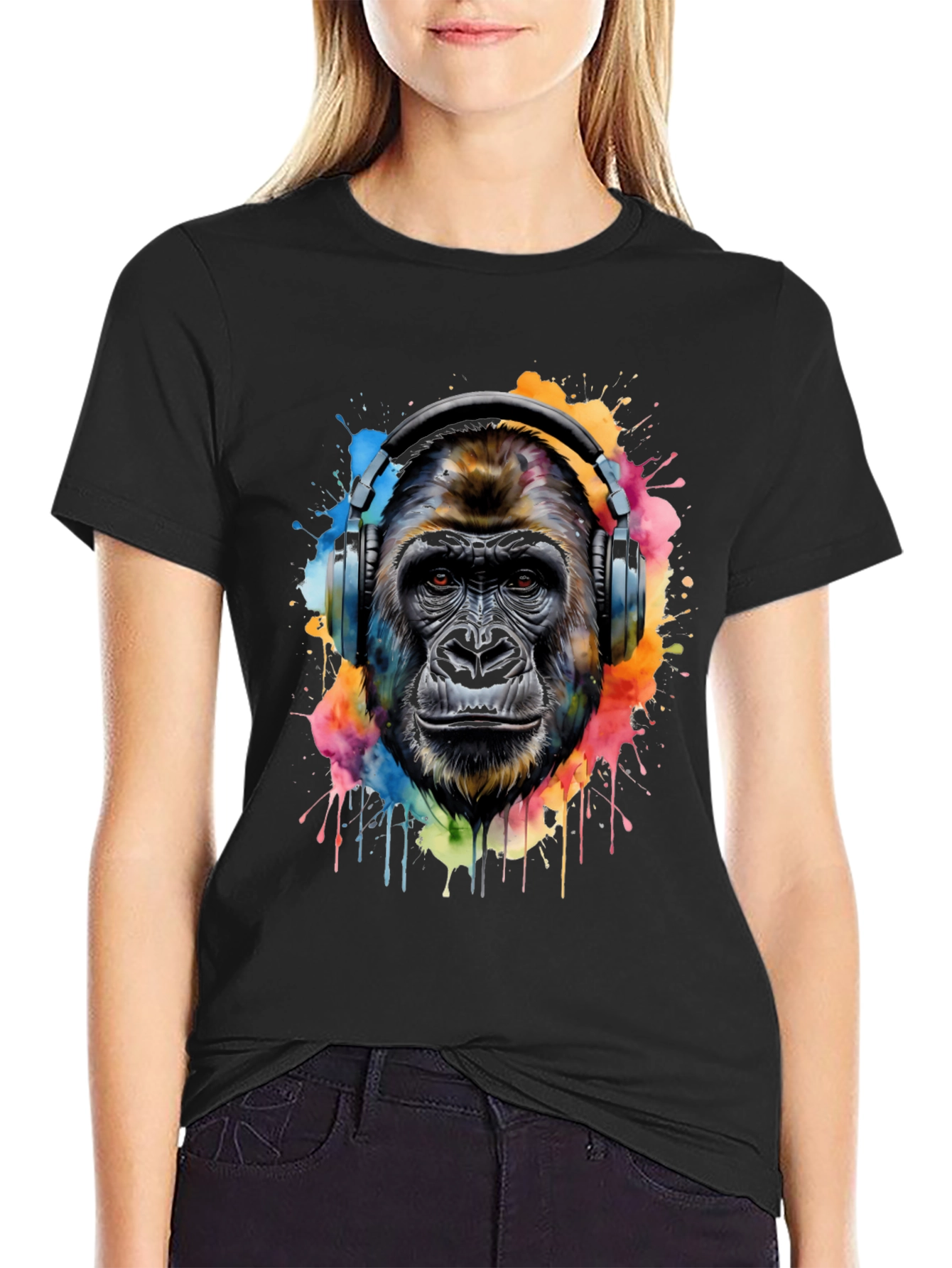 Gorilla Headphones Graphic Tee - Cool Animal Print