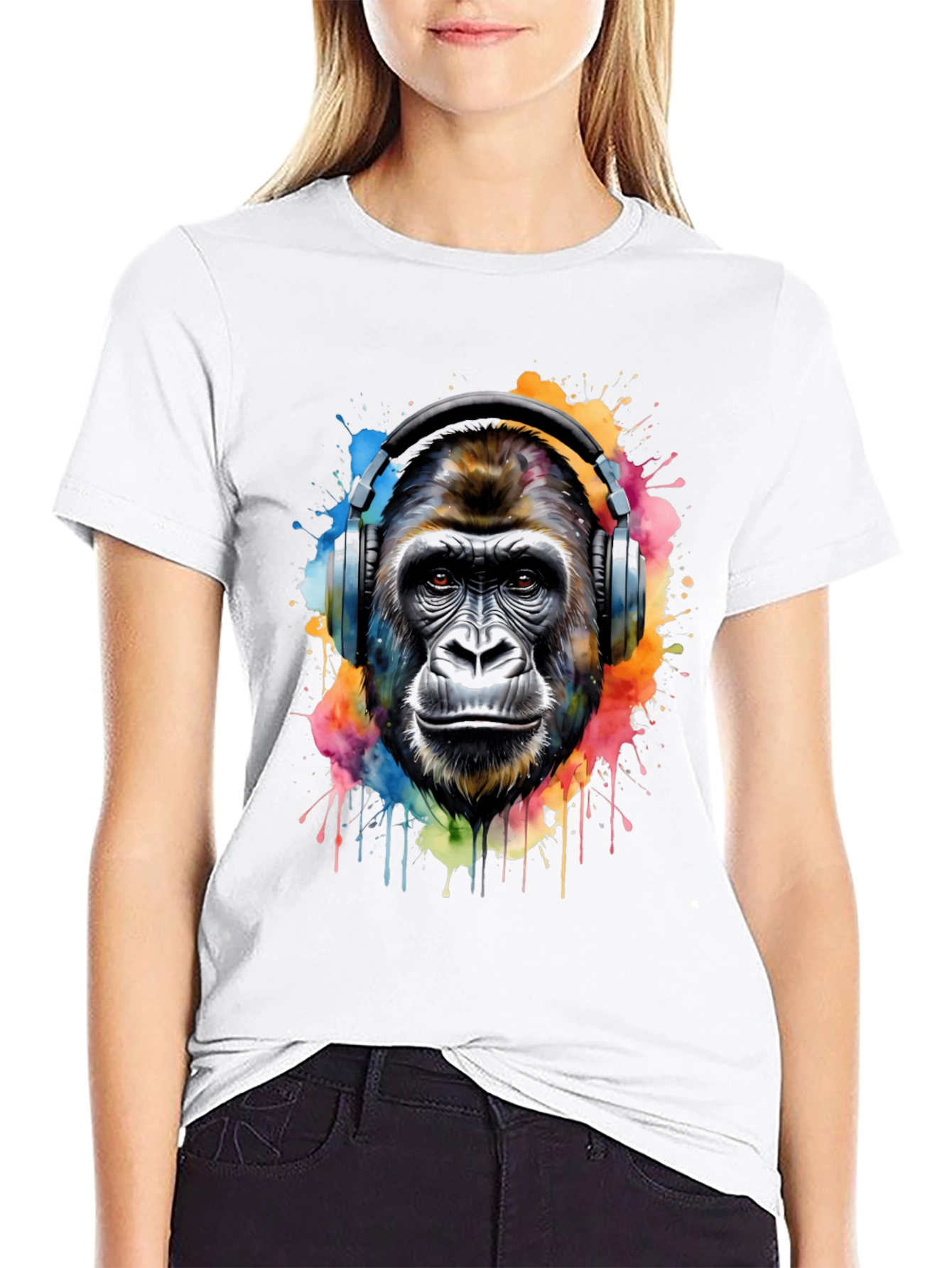 Gorilla Headphones Graphic Tee - Cool Animal Print