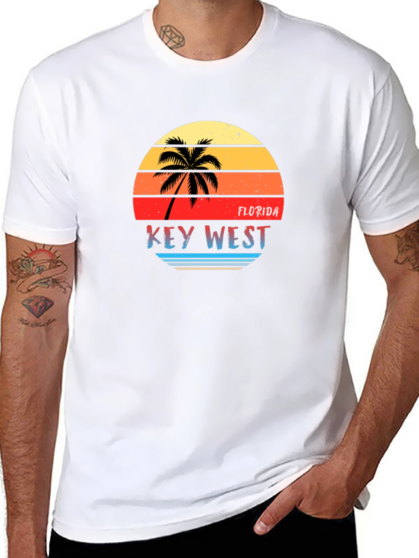 Key West Florida Retro Sunset Graphic T-Shirt