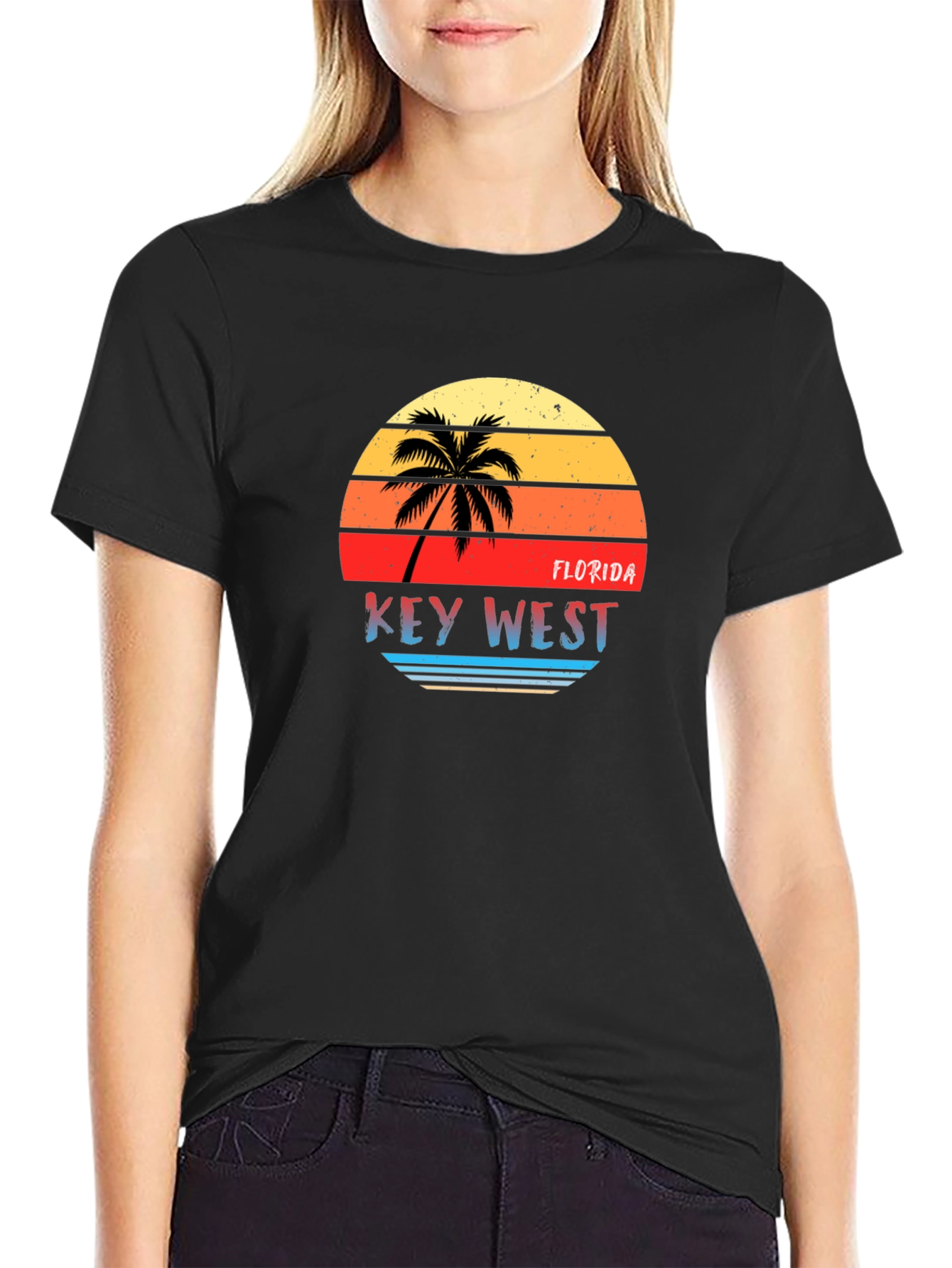 Key West Florida Retro Sunset Graphic T-Shirt