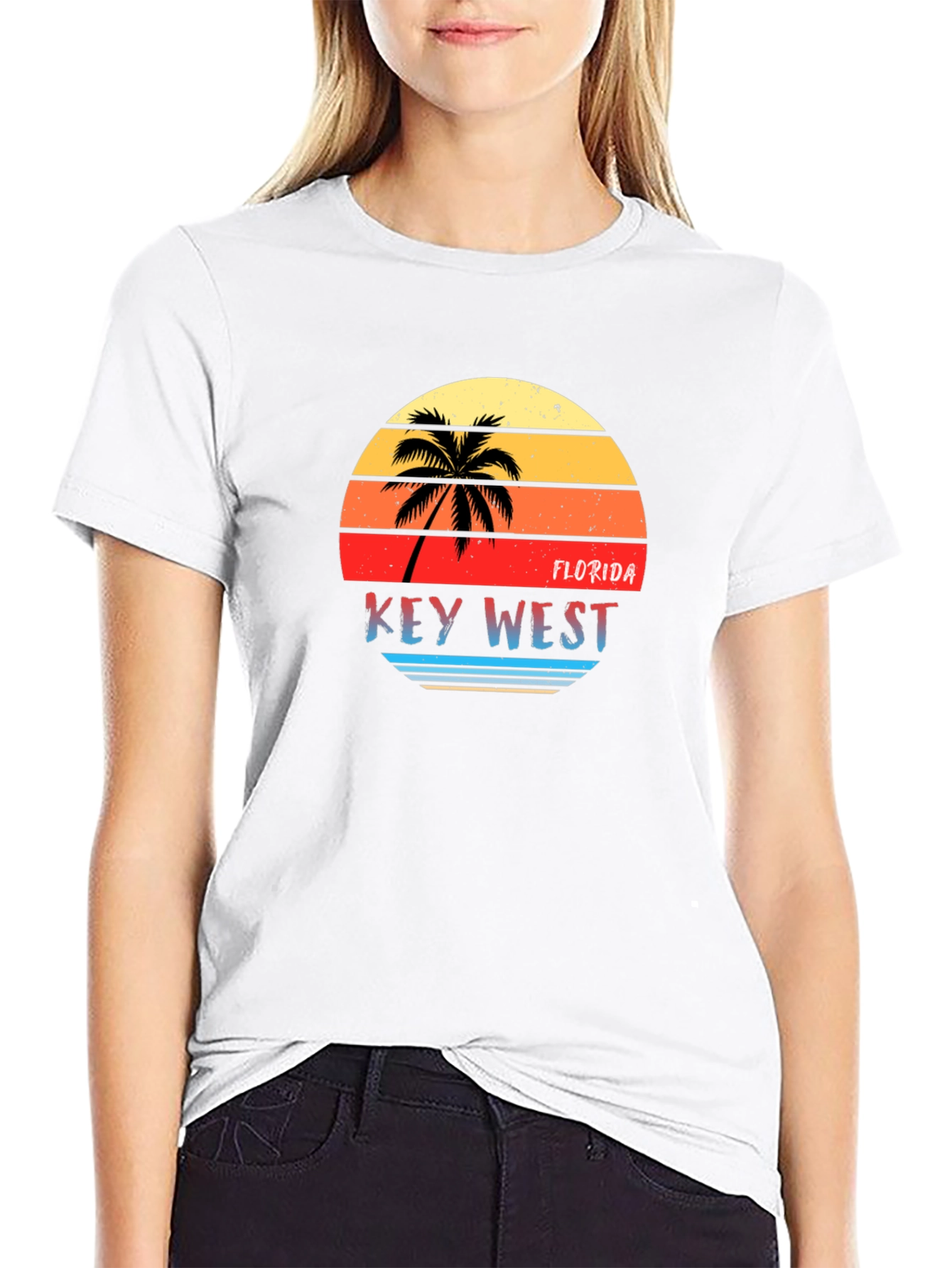 Key West Florida Retro Sunset Graphic T-Shirt