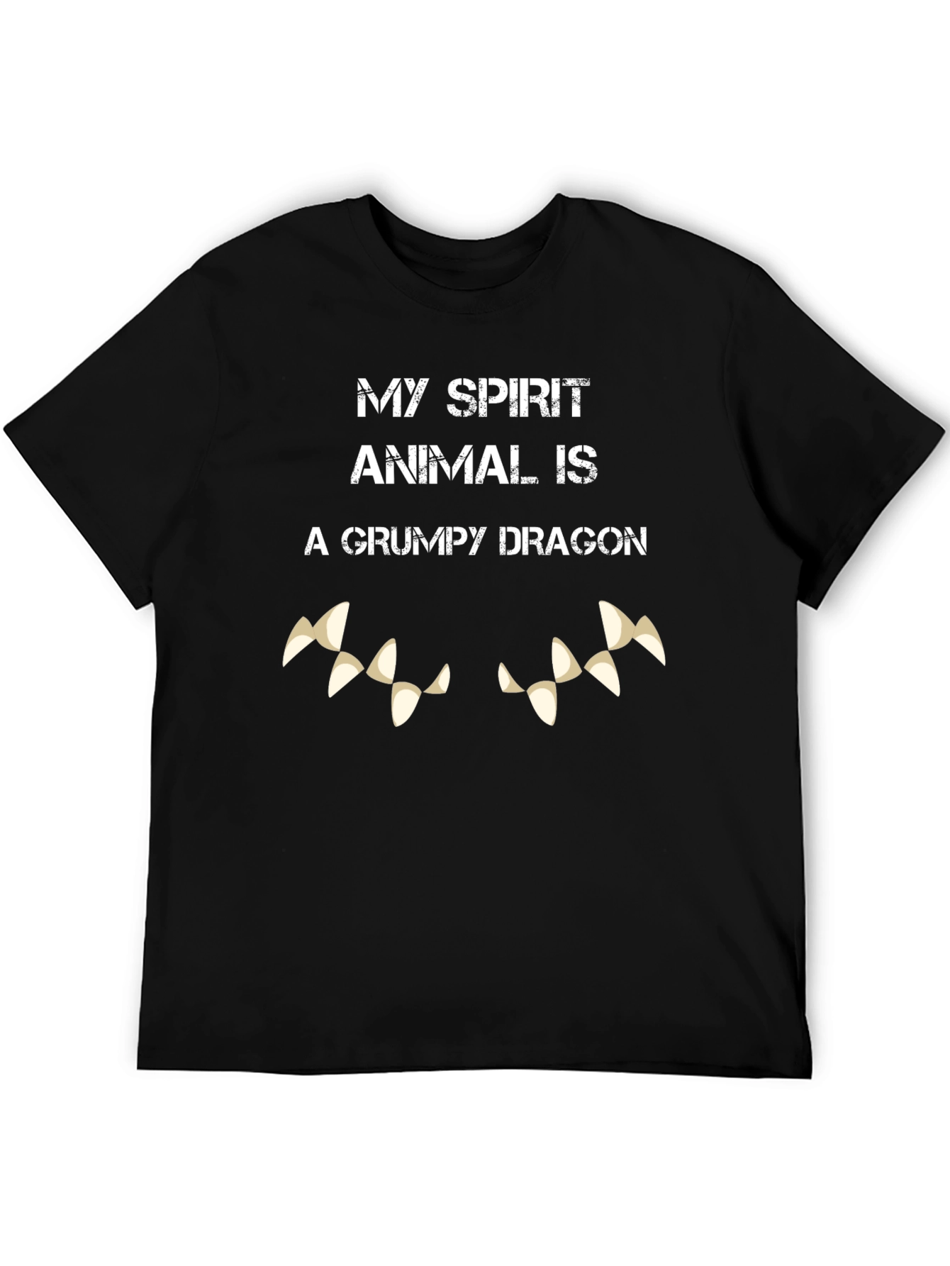 Grumpy Dragon Spirit Animal Black T-Shirt