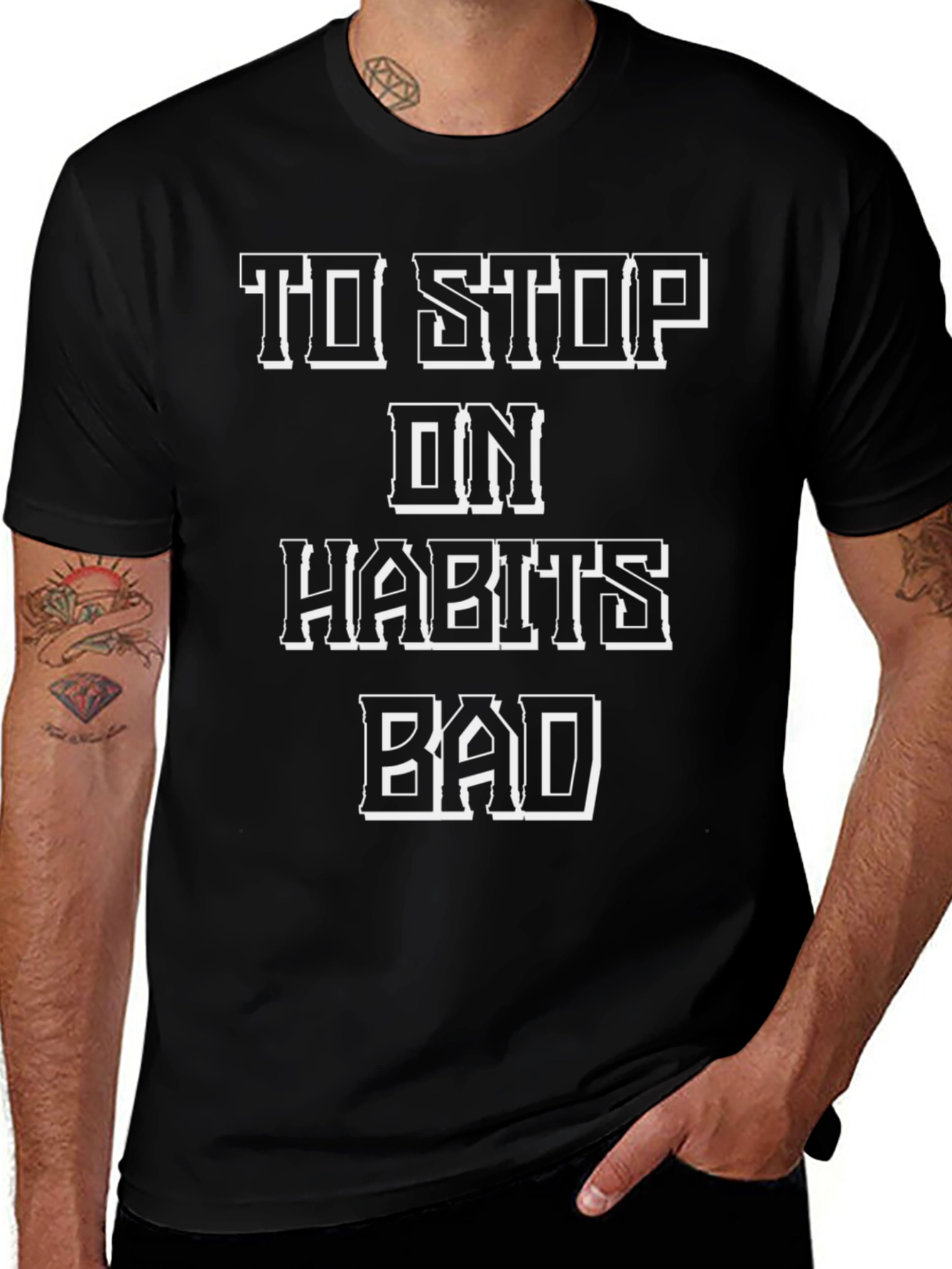 Stop Bad Habits Black Graphic Tee