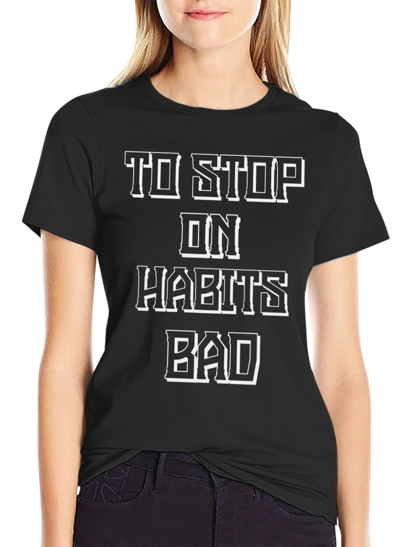 Stop Bad Habits Black Graphic Tee