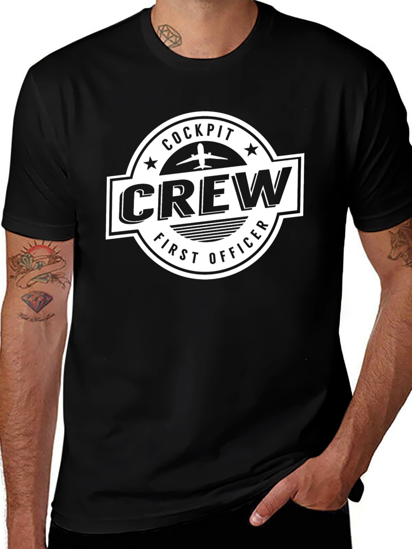Cockpit Crew First Officer Black T-Shirt