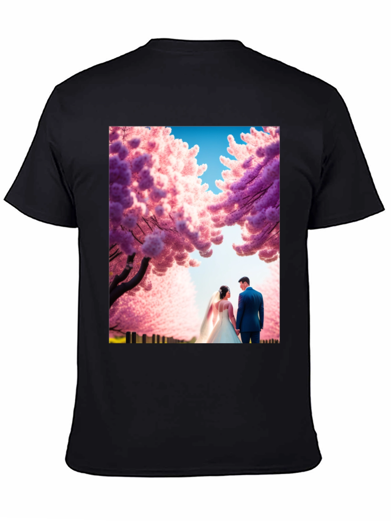 Elegant Wedding Couple Cherry Blossom T-Shirt