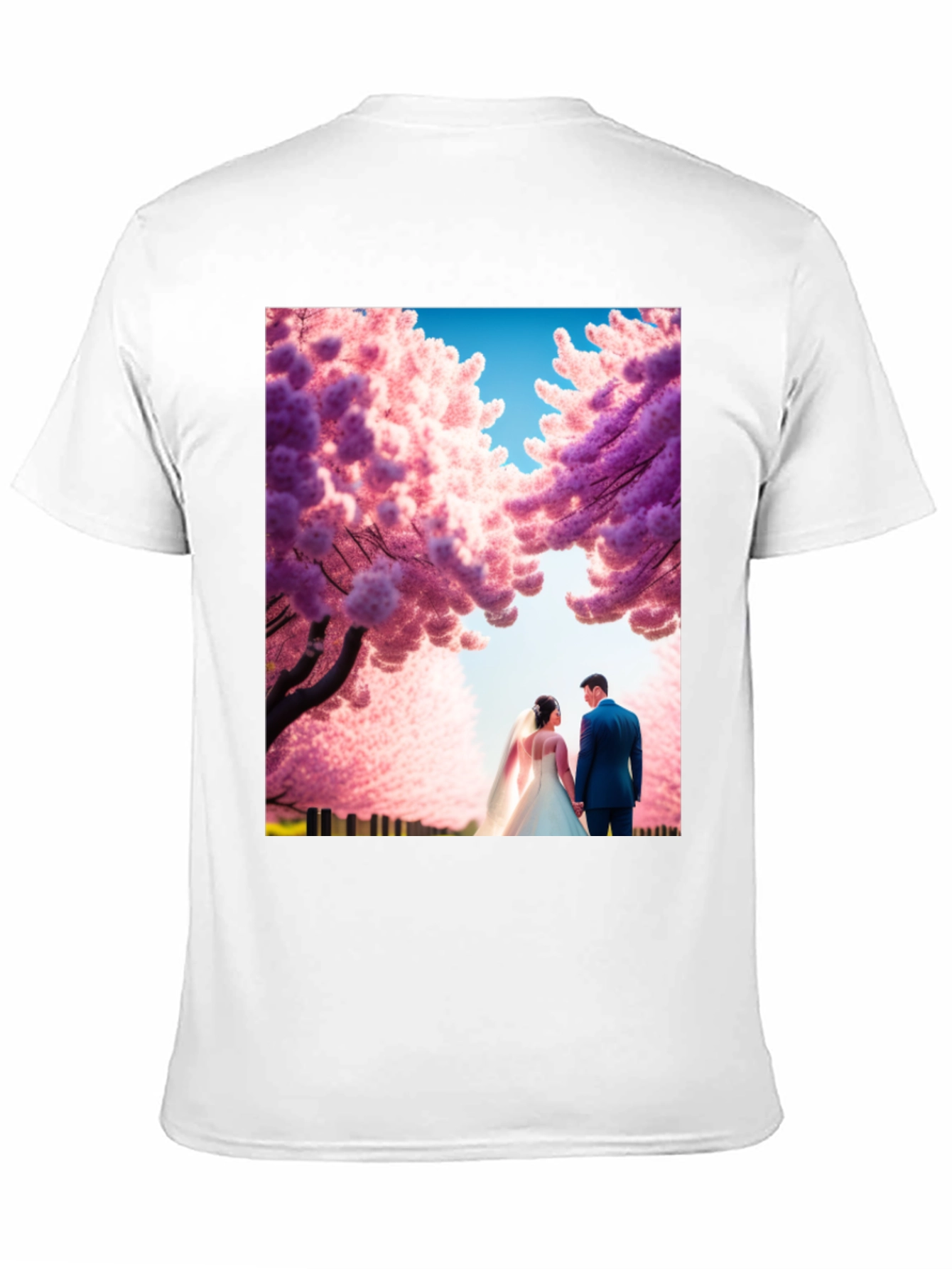 Elegant Wedding Couple Cherry Blossom T-Shirt