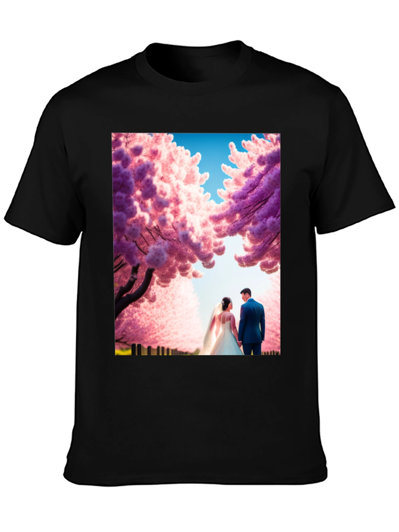 Elegant Wedding Couple Cherry Blossom T-Shirt