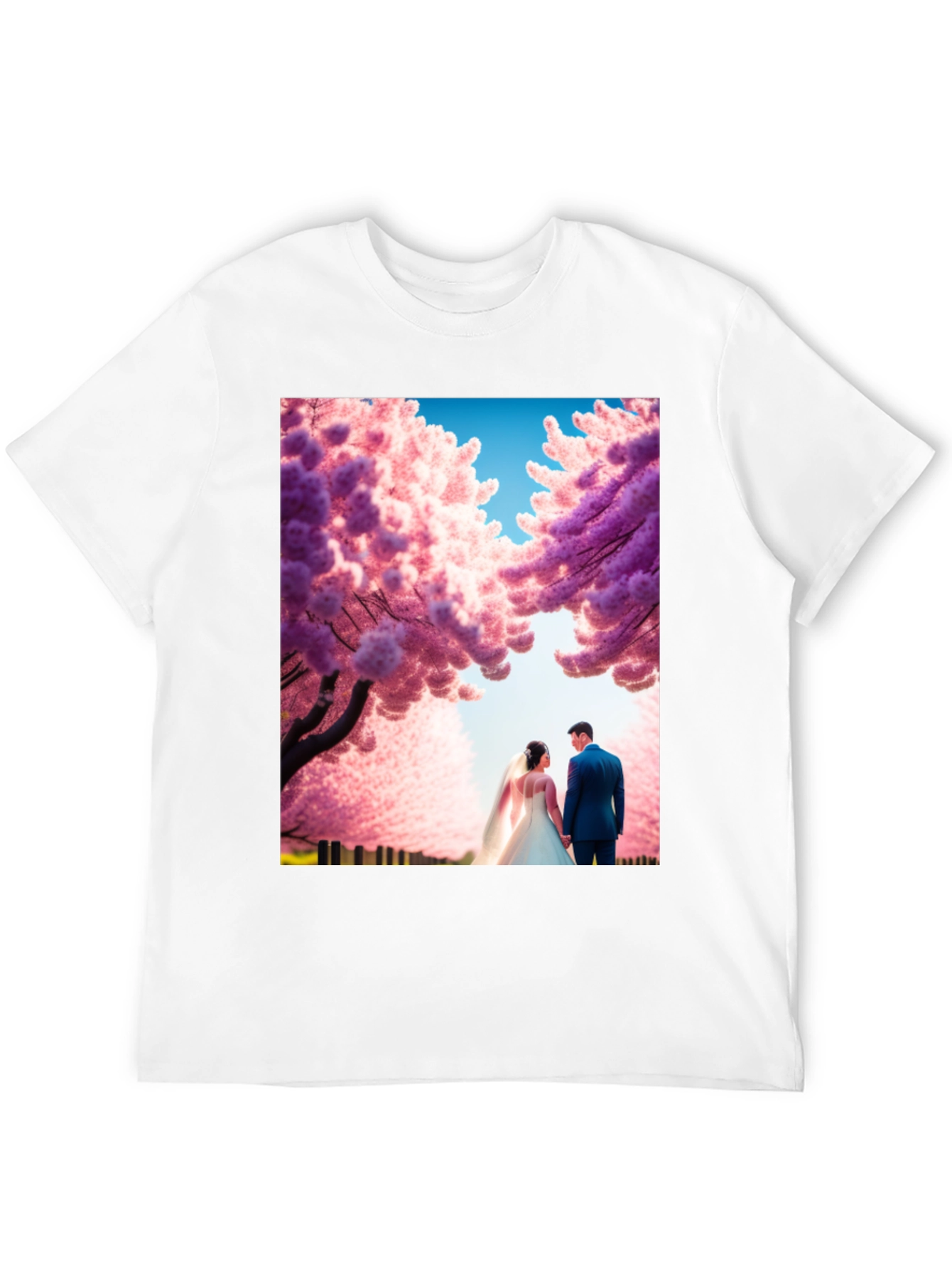 Elegant Wedding Couple Cherry Blossom T-Shirt