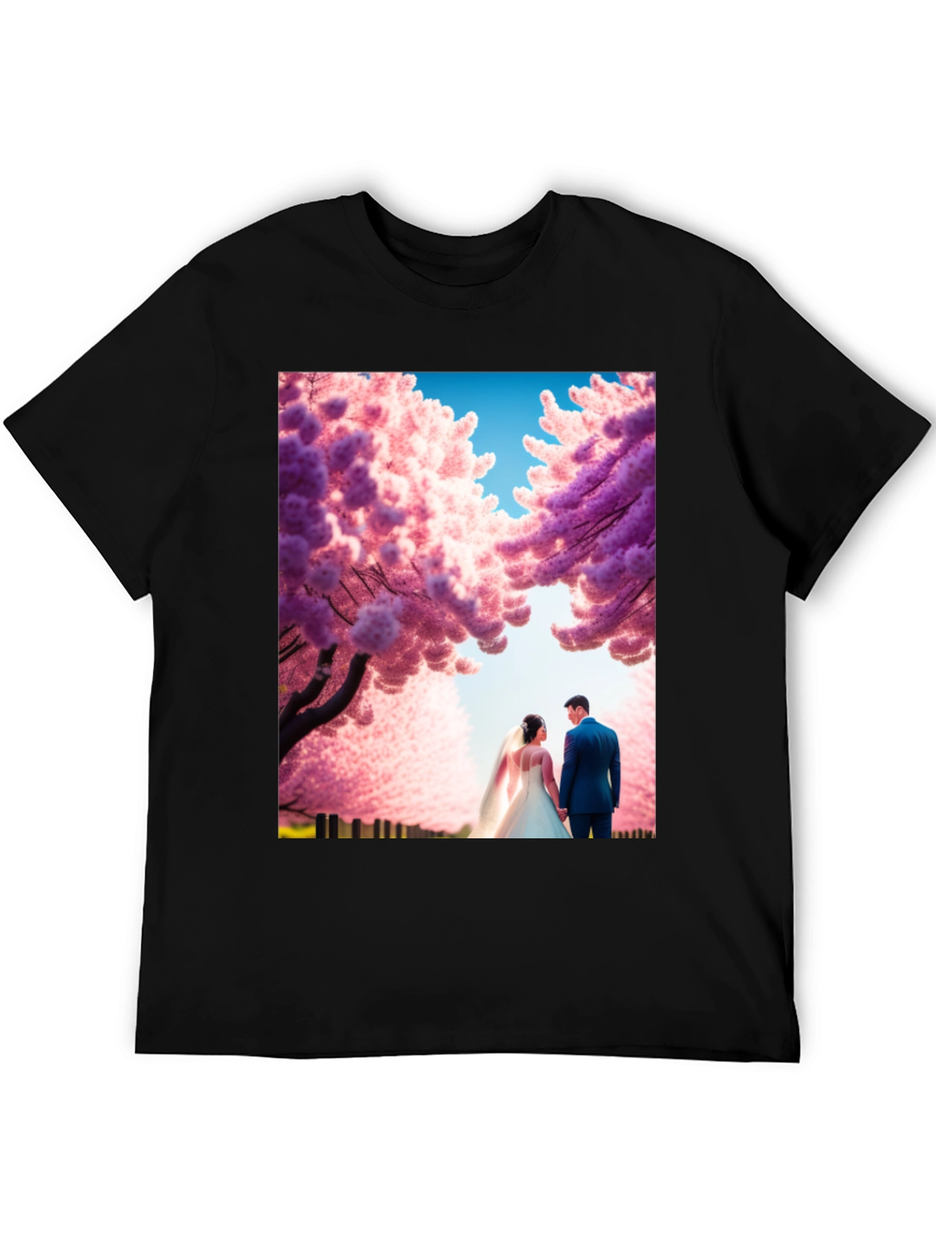 Elegant Wedding Couple Cherry Blossom T-Shirt