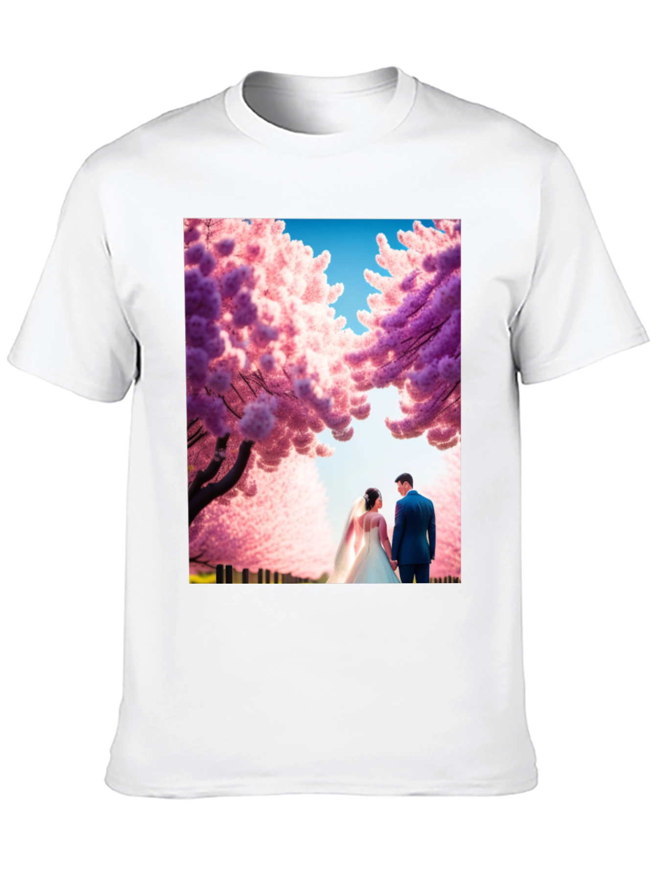 Elegant Wedding Couple Cherry Blossom T-Shirt