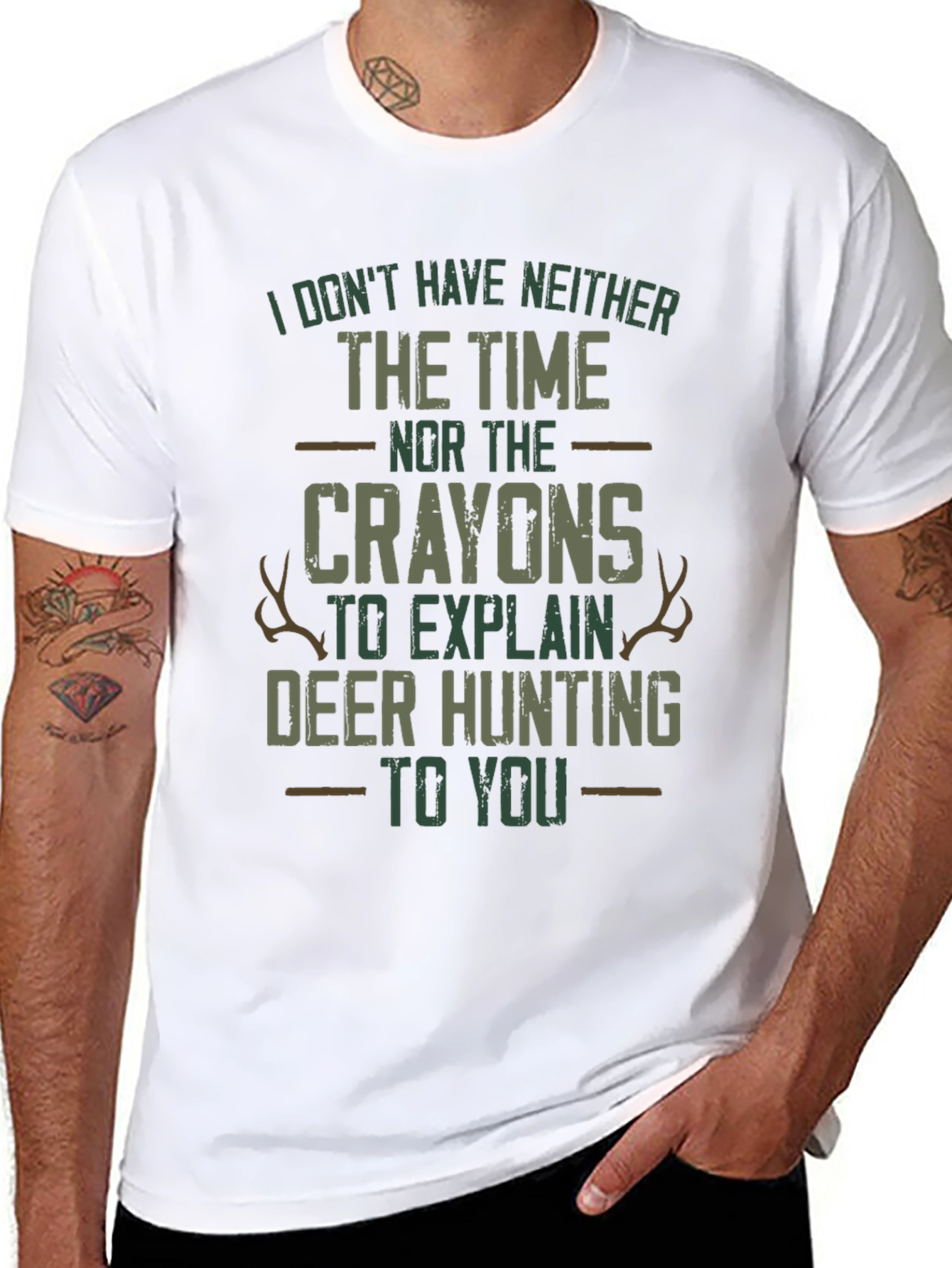 Deer Hunting T-Shirt - Funny Crayon Design