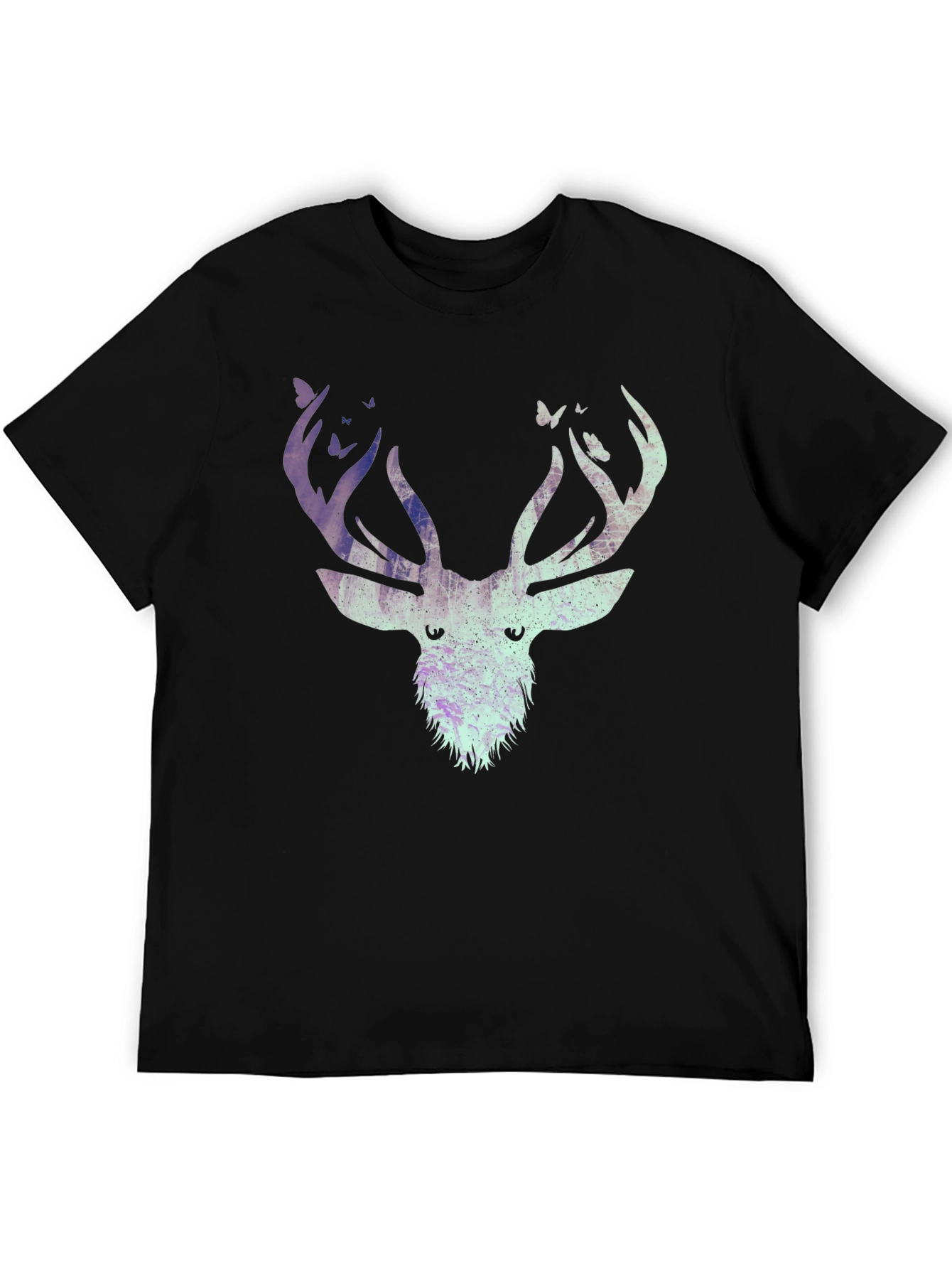 Deer & Butterfly Graphic Tee - Black