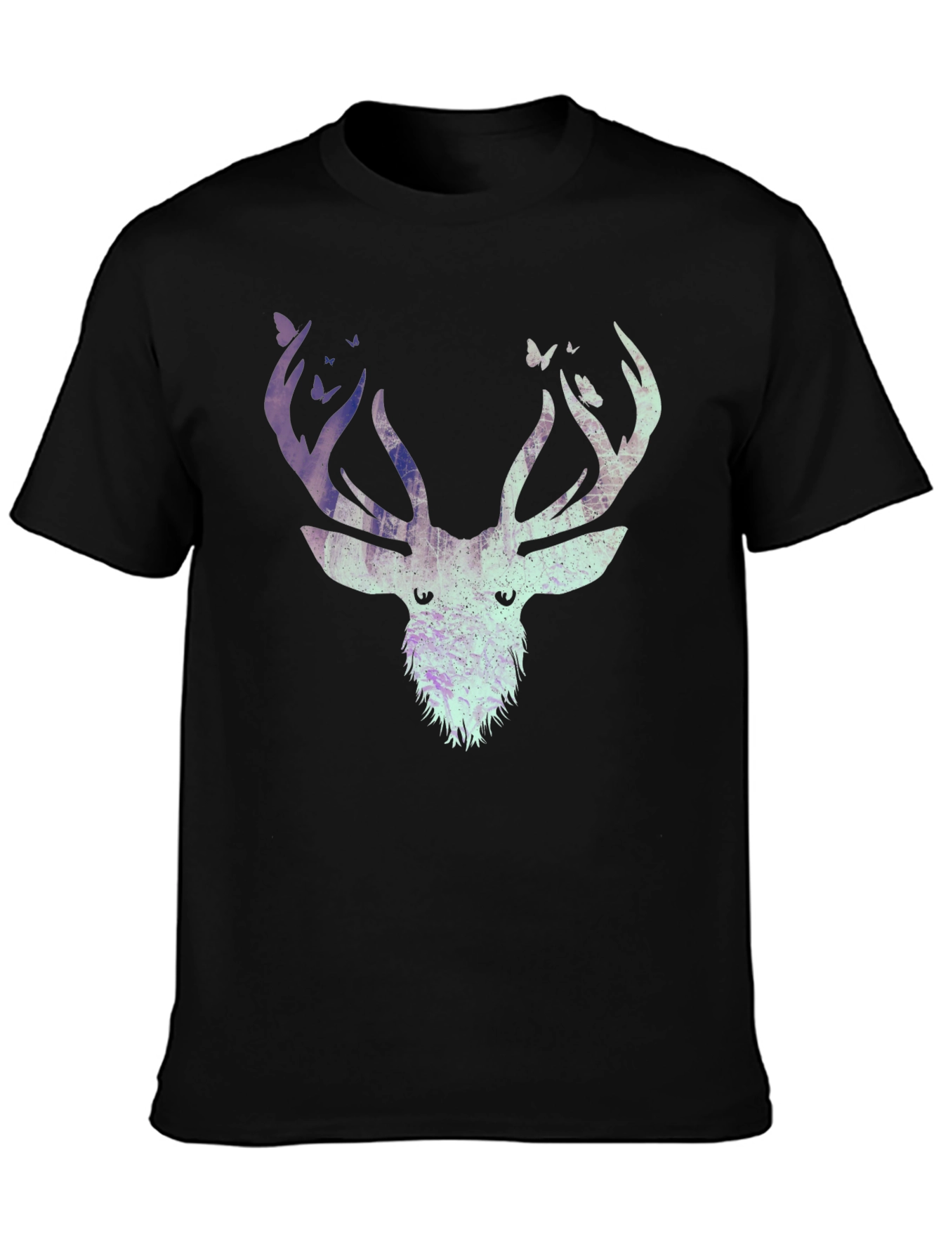 Deer & Butterfly Graphic Tee - Black