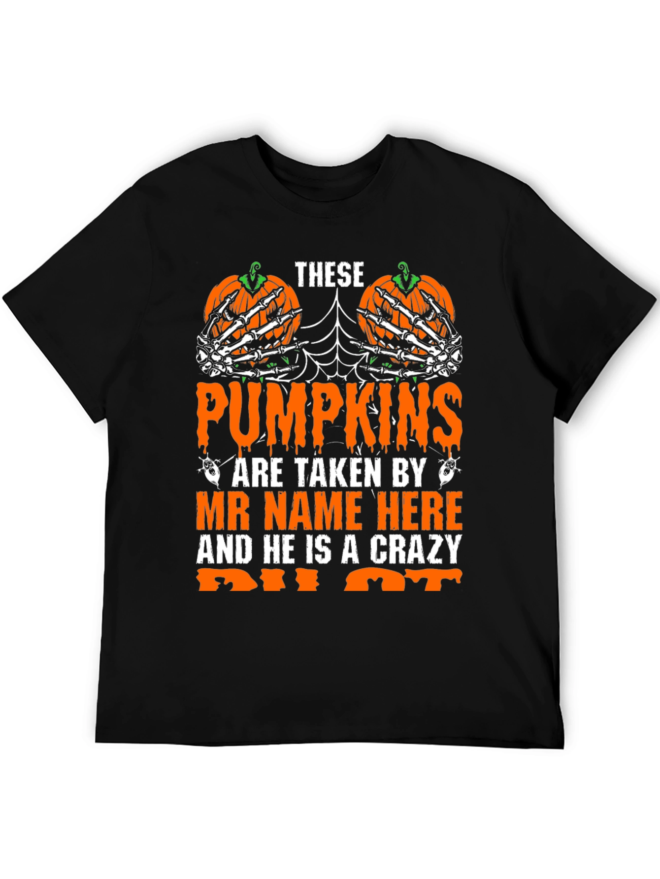 Halloween Pumpkin Skeleton Hand Graphic Tee