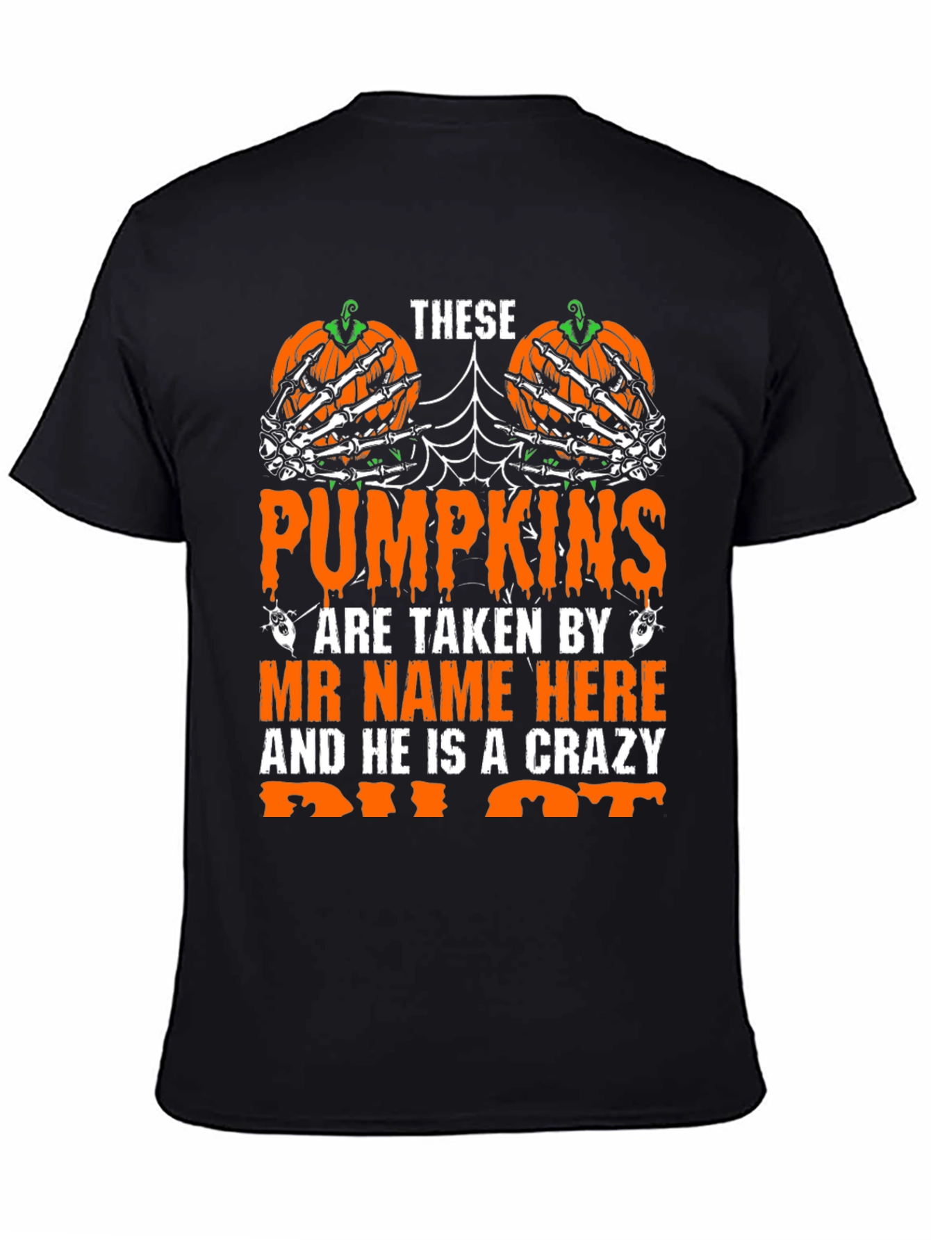 Halloween Pumpkin Skeleton Hand Graphic Tee