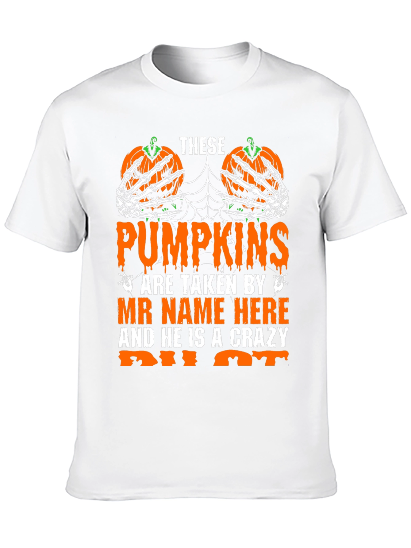 Halloween Pumpkin Skeleton Hand Graphic Tee