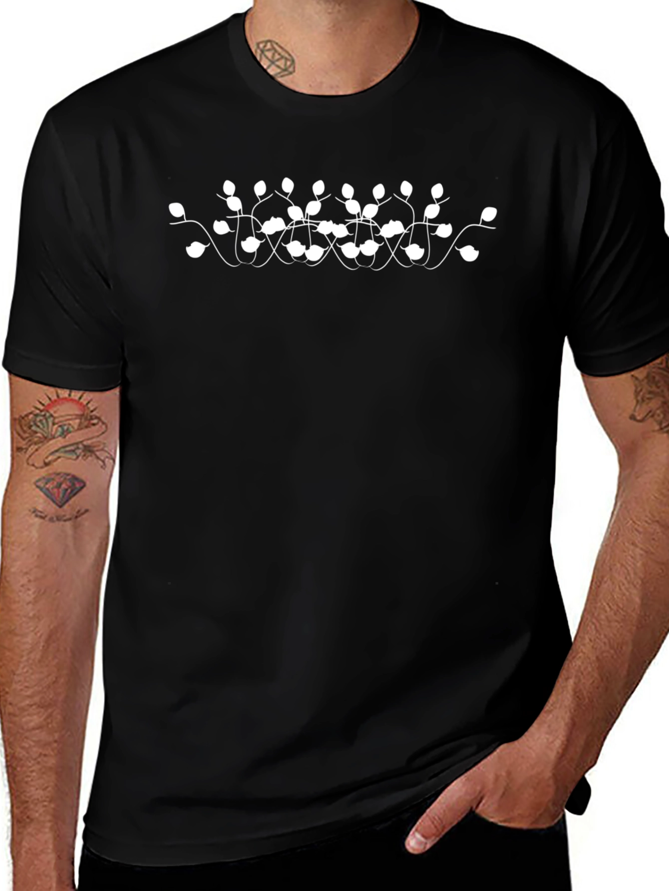 Modern Graphic Tee - Black with Abstract White Print