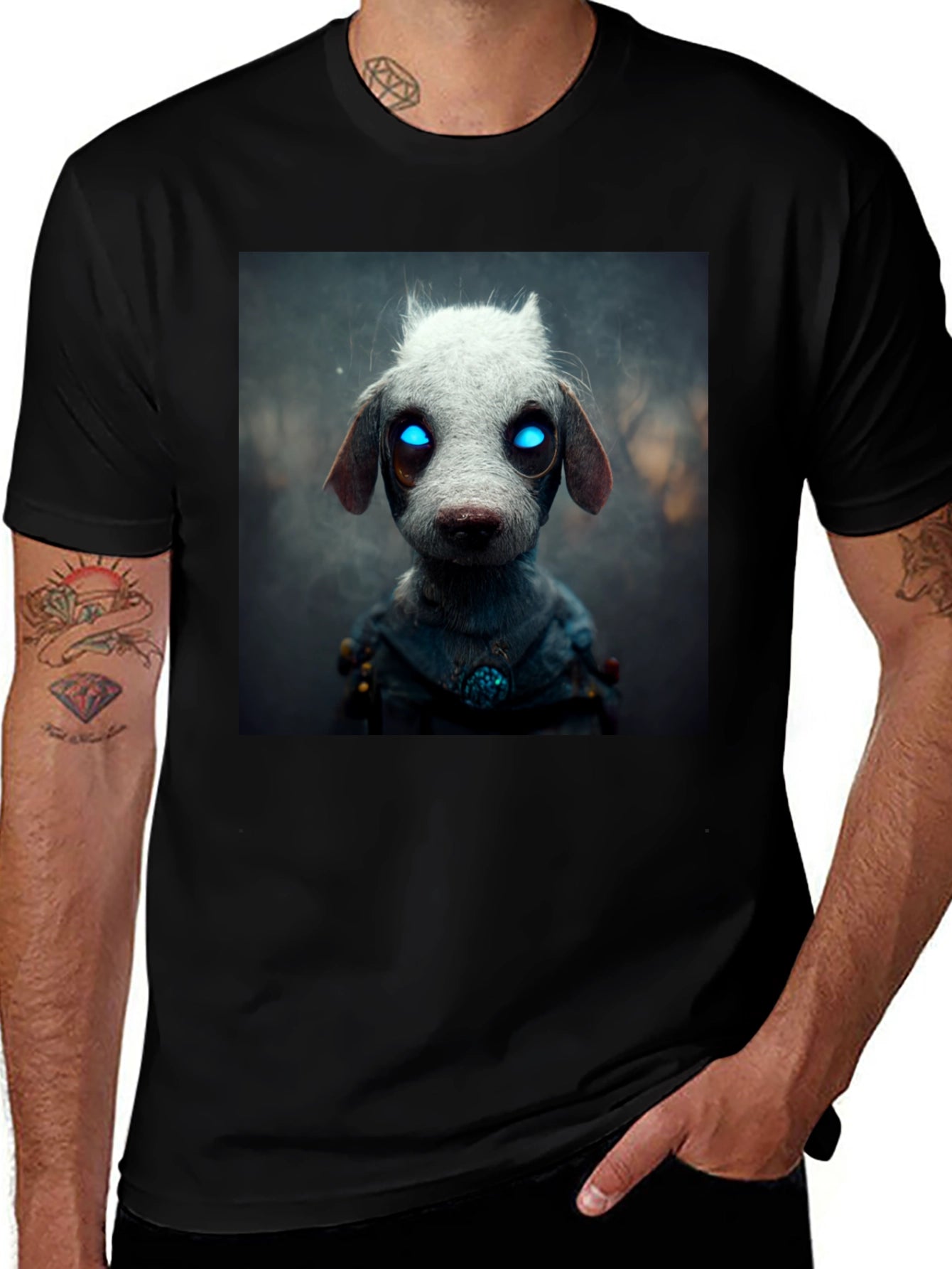 Cyberpunk Dog T-Shirt - Futuristic Canine Design