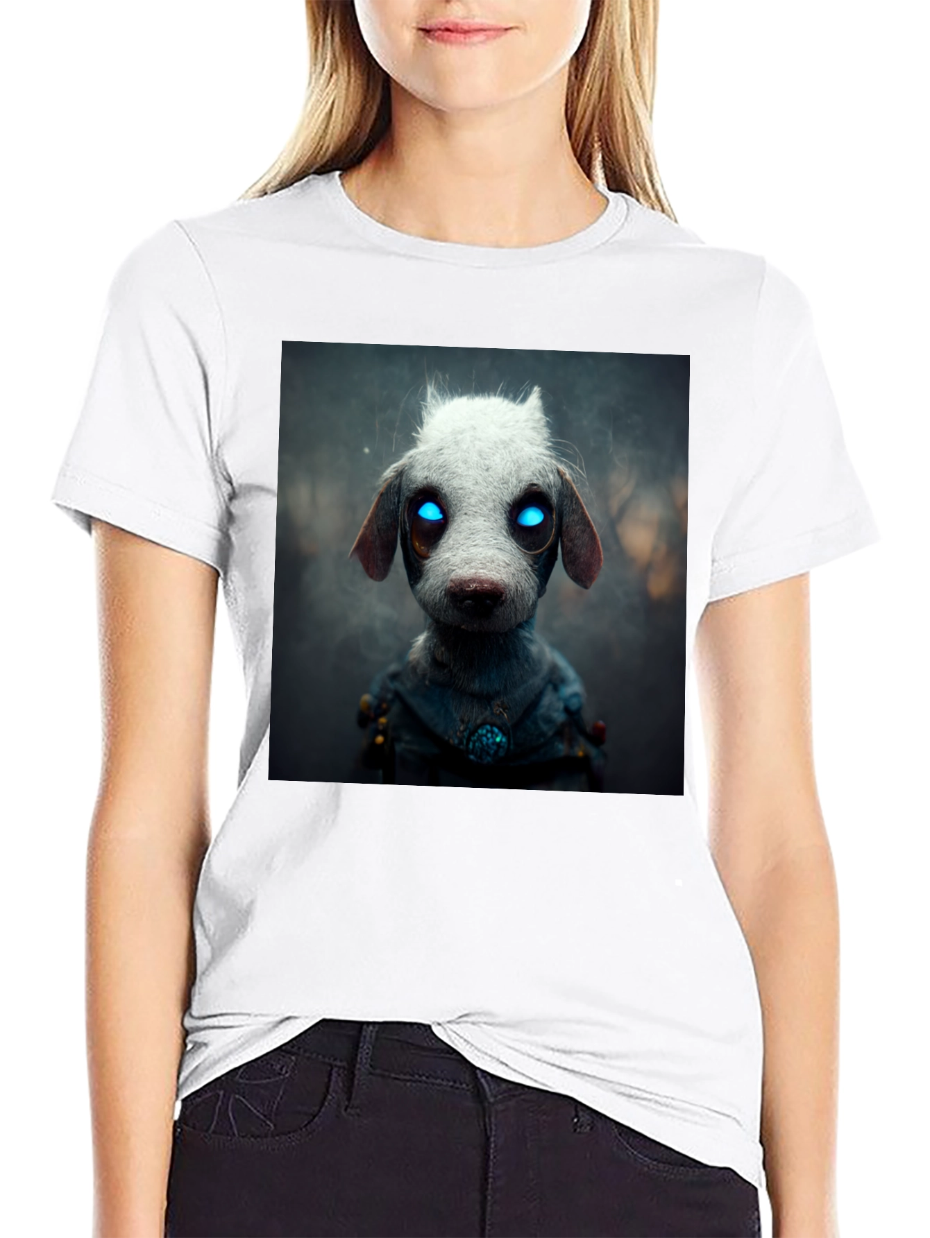 Cyberpunk Dog T-Shirt - Futuristic Canine Design