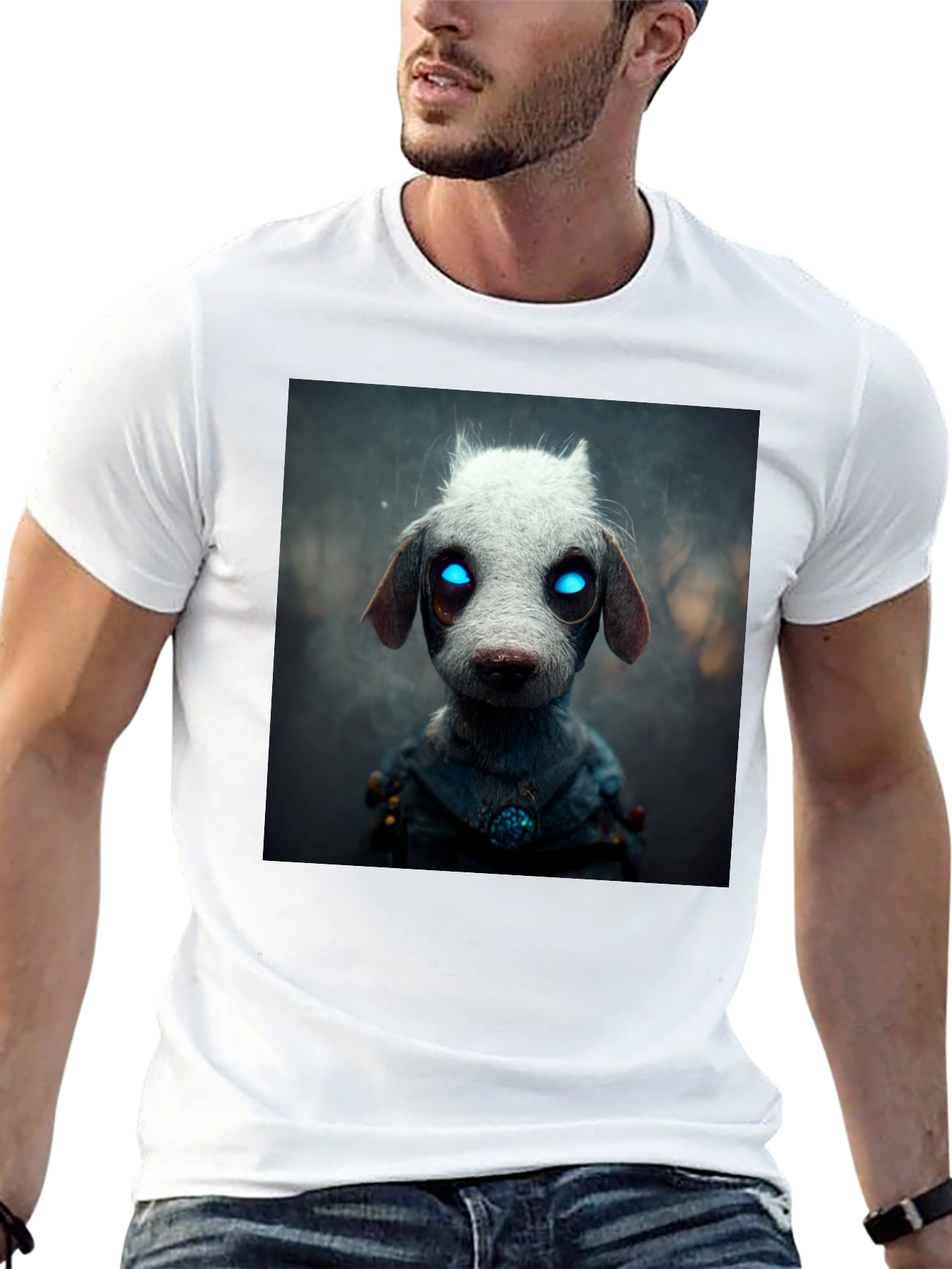 Cyberpunk Dog T-Shirt - Futuristic Canine Design