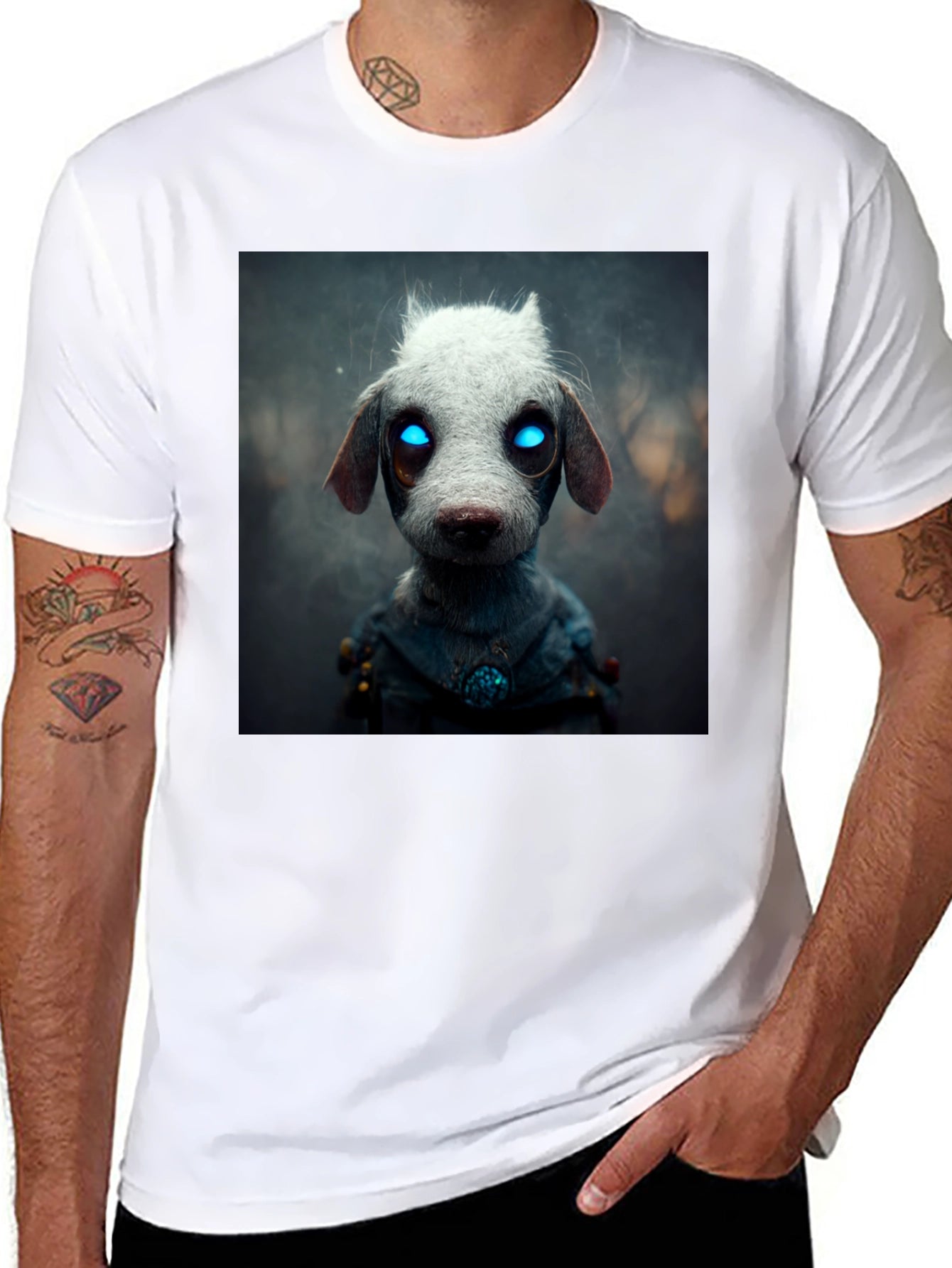 Cyberpunk Dog T-Shirt - Futuristic Canine Design