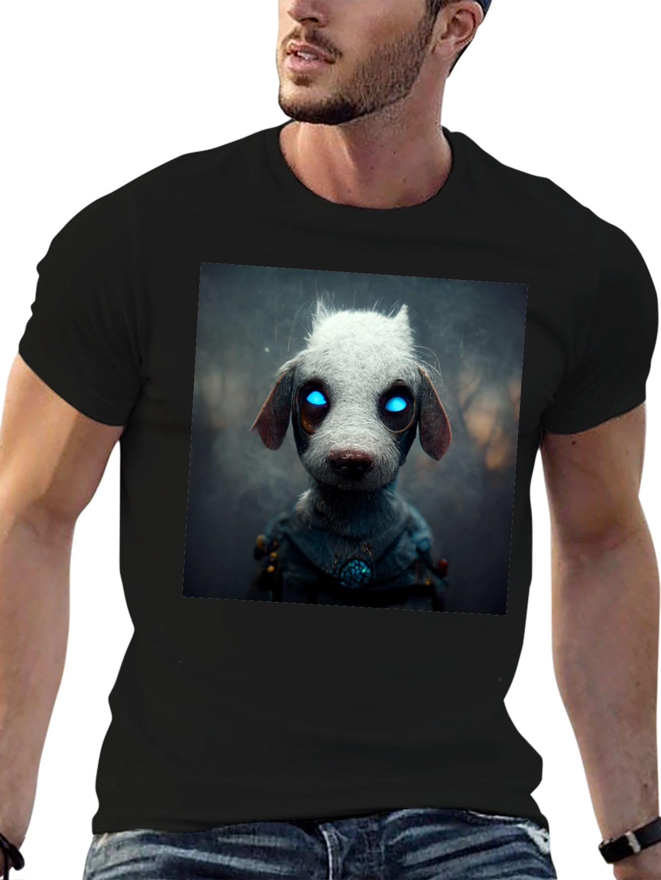 Cyberpunk Dog T-Shirt - Futuristic Canine Design
