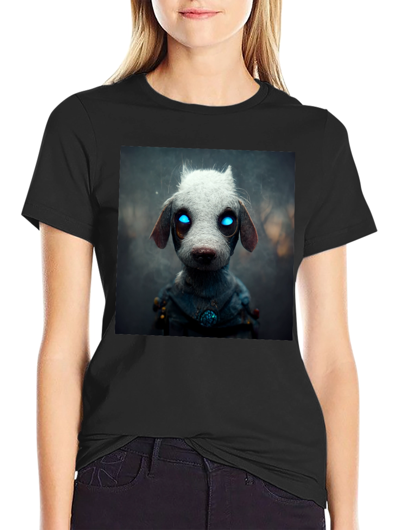 Cyberpunk Dog T-Shirt - Futuristic Canine Design