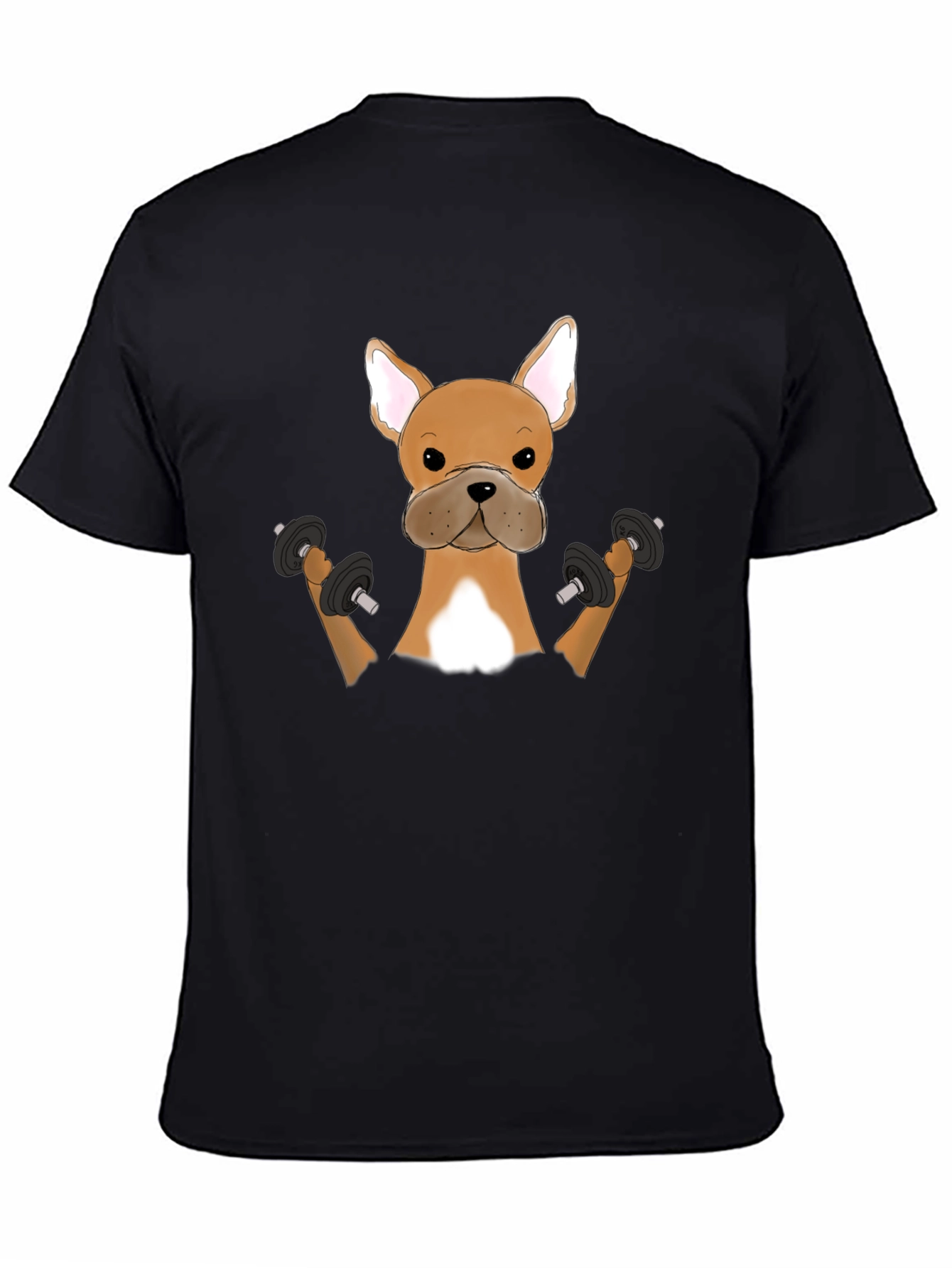 Funny Bulldog Lifting Weights Graphic T-Shirt