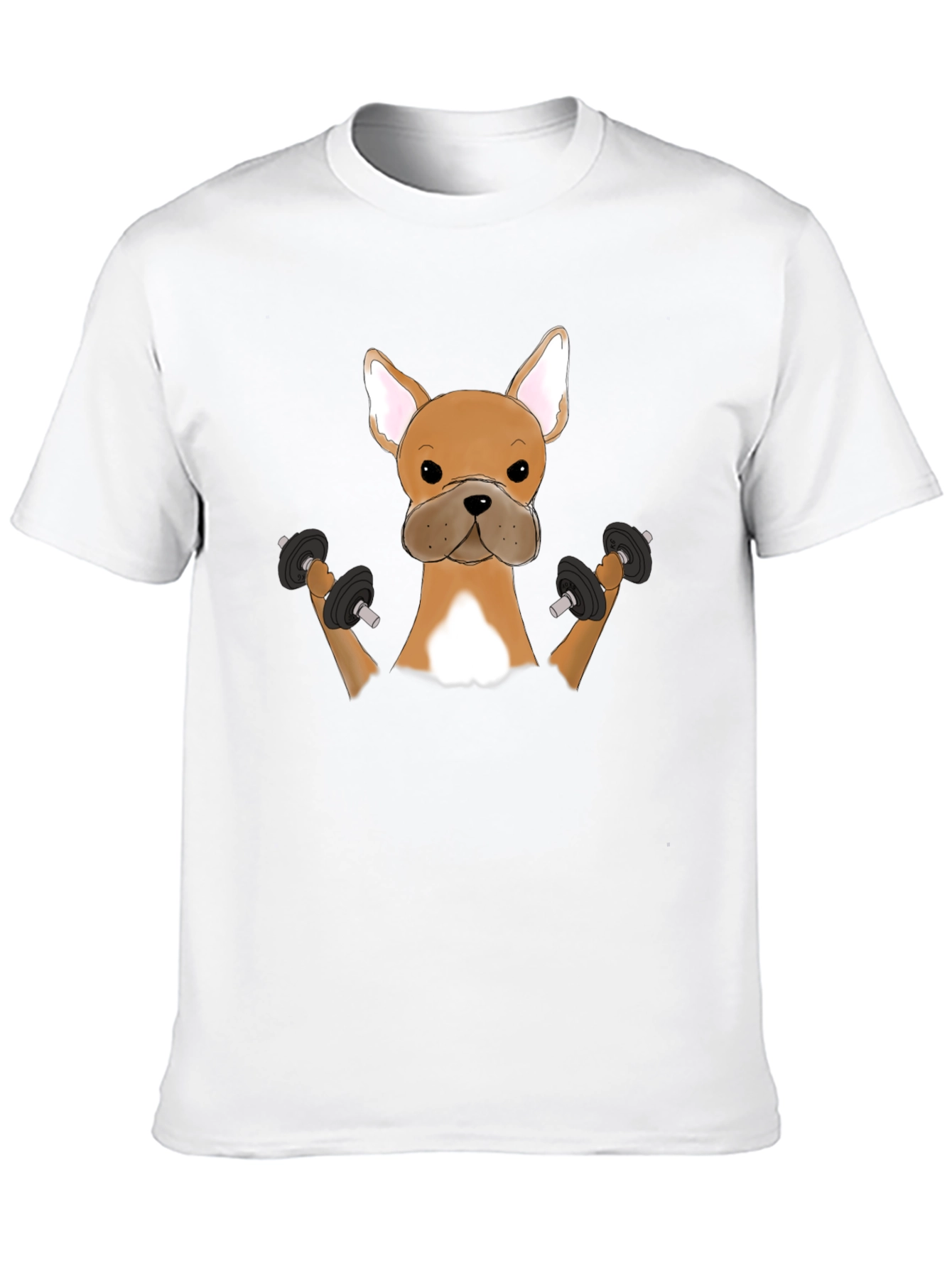 Funny Bulldog Lifting Weights Graphic T-Shirt