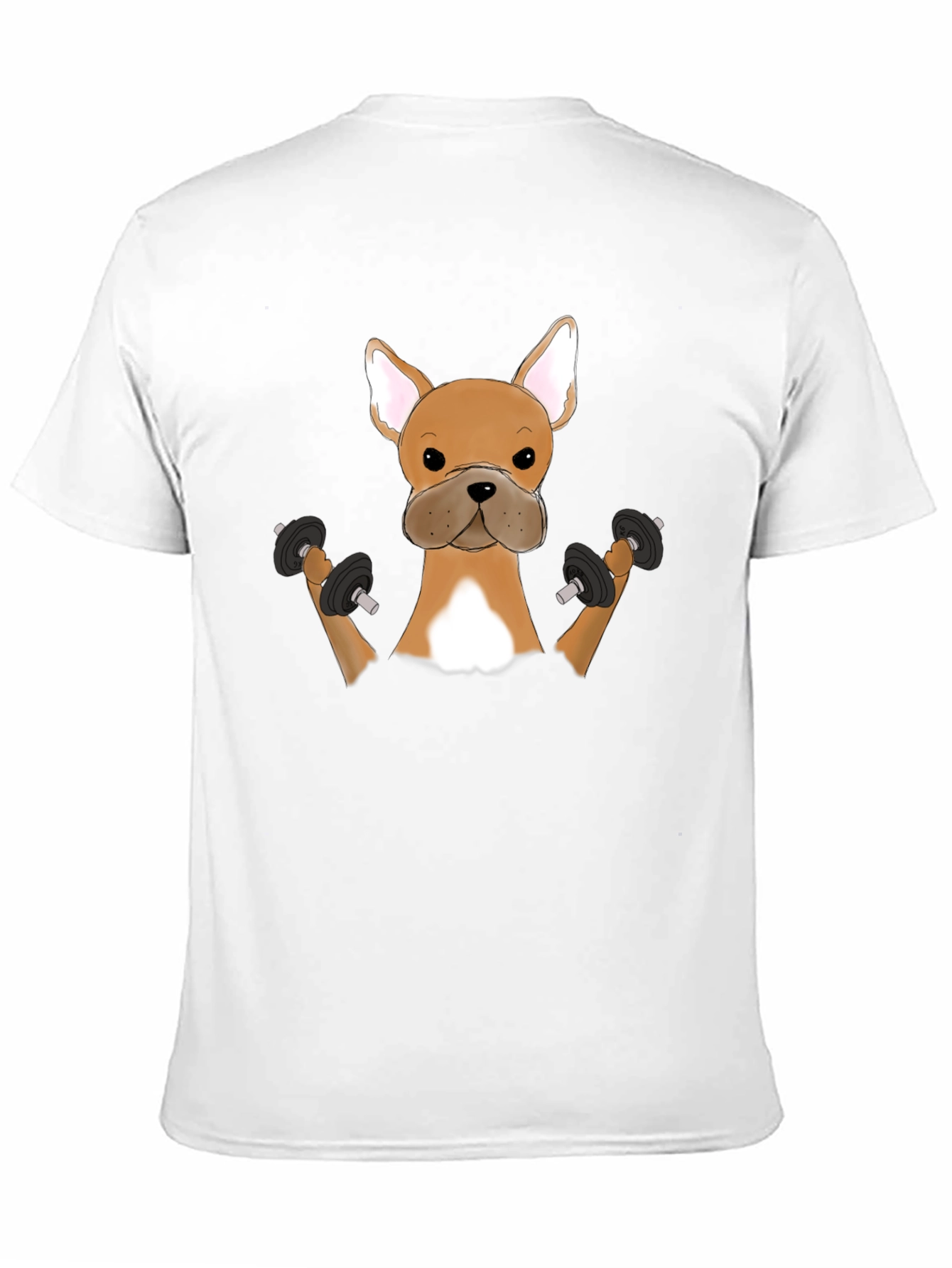 Funny Bulldog Lifting Weights Graphic T-Shirt