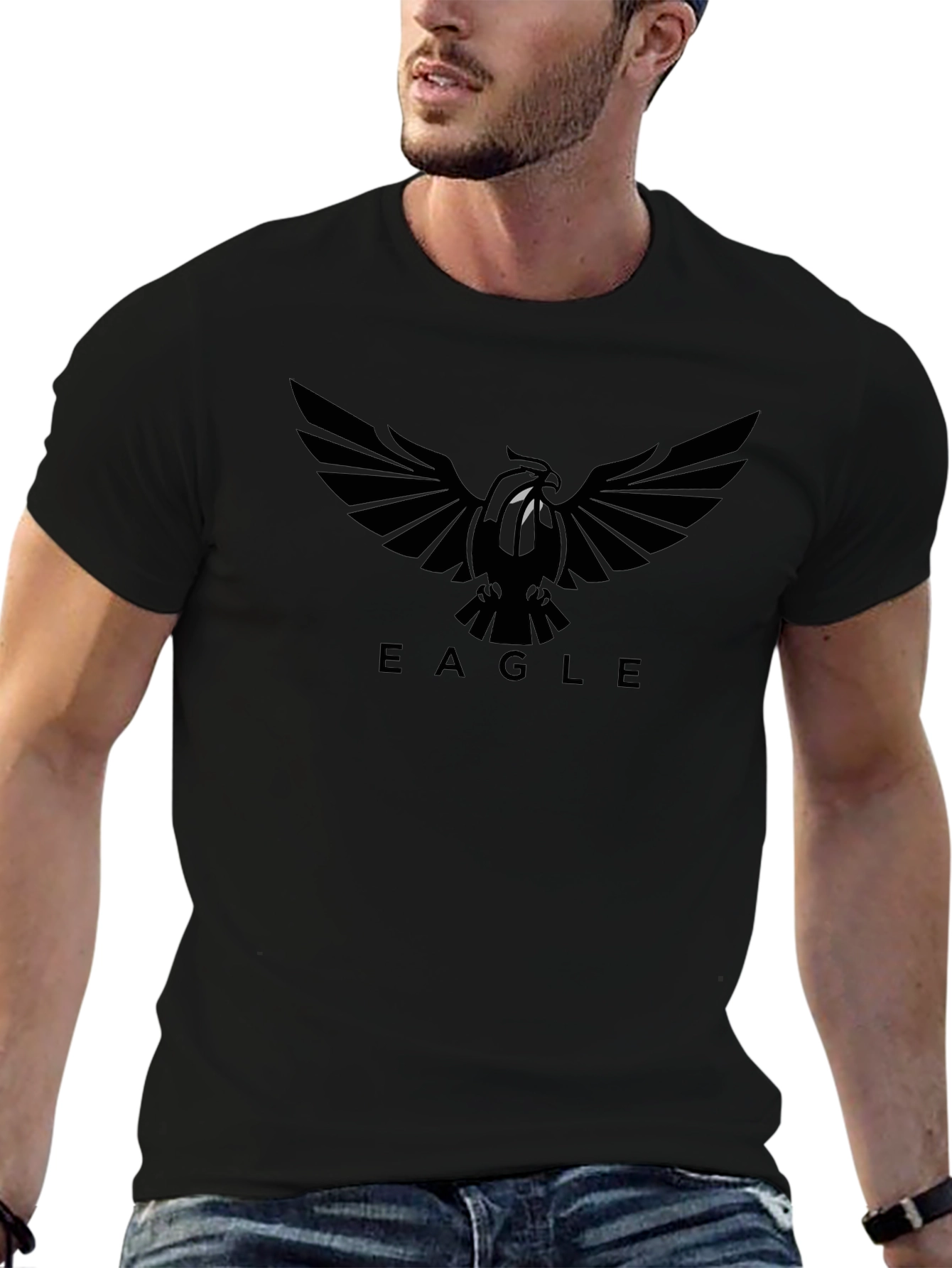 Eagle Crest Black T-Shirt - Stylish Graphic Tee
